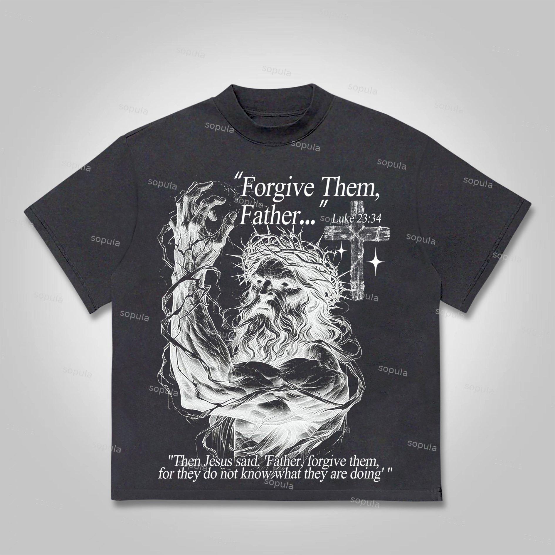 Sopula Forgive Them Father-Jesus Graphic Cotton T-shirt Product Image