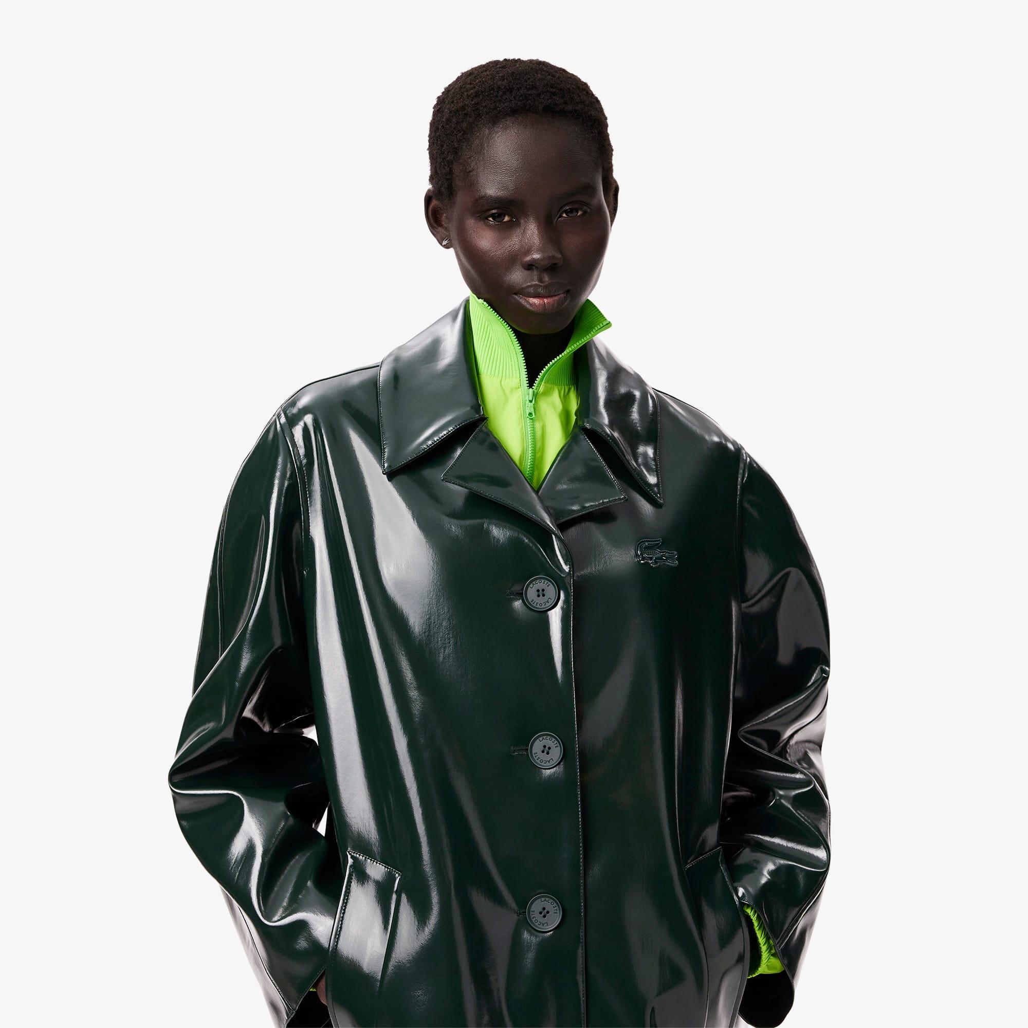 Women's Tailored Collar Vinyl Trench Coat Product Image