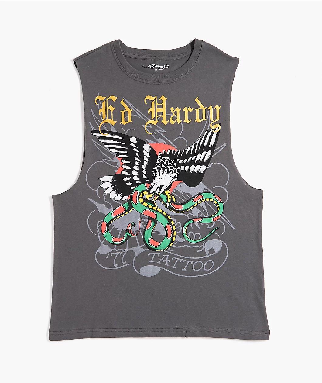 Ed Hardy DBD Eagle Vintage Grey Tank Top Product Image