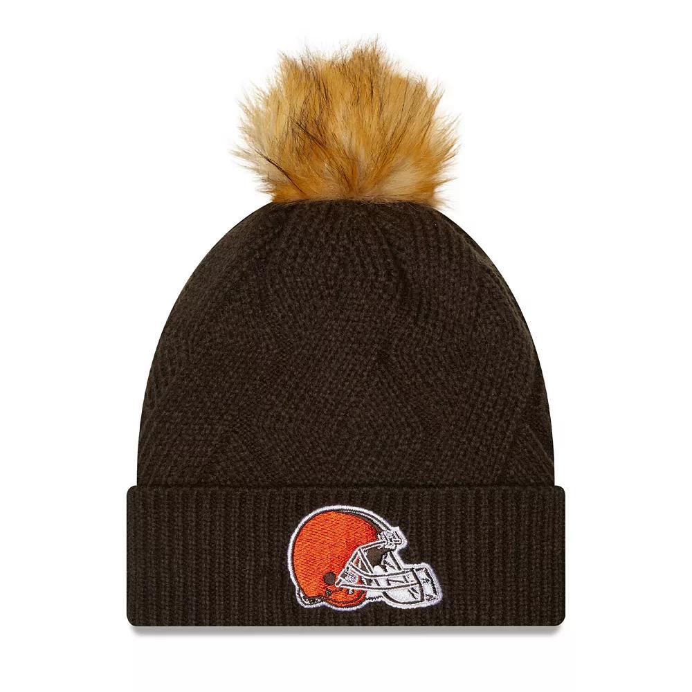 Womens New Era Cleveland s Snowy Cuffed Knit Hat with Pom Product Image