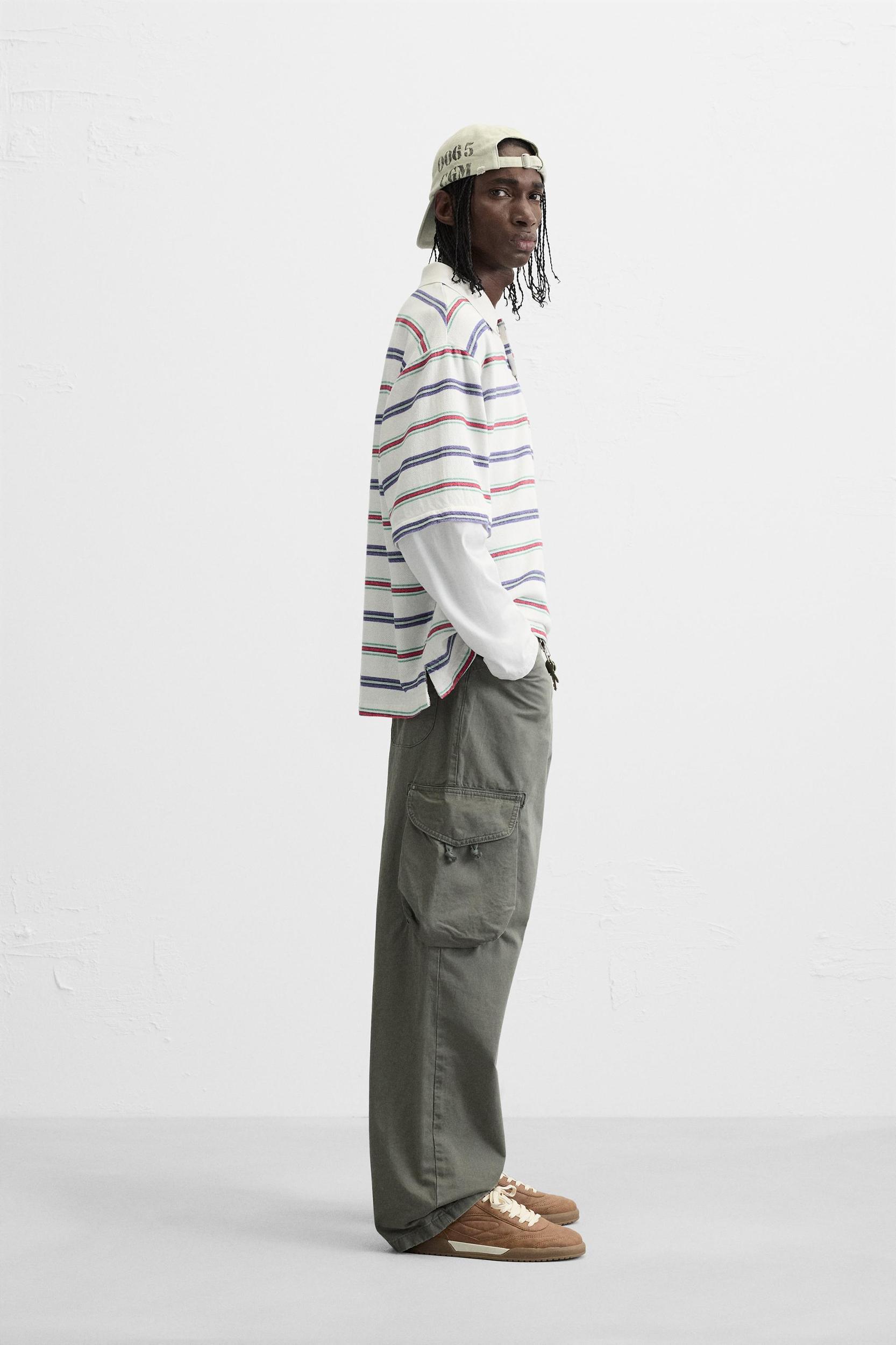 STRIPED LAYERED EFFECT POLO SHIRT Product Image