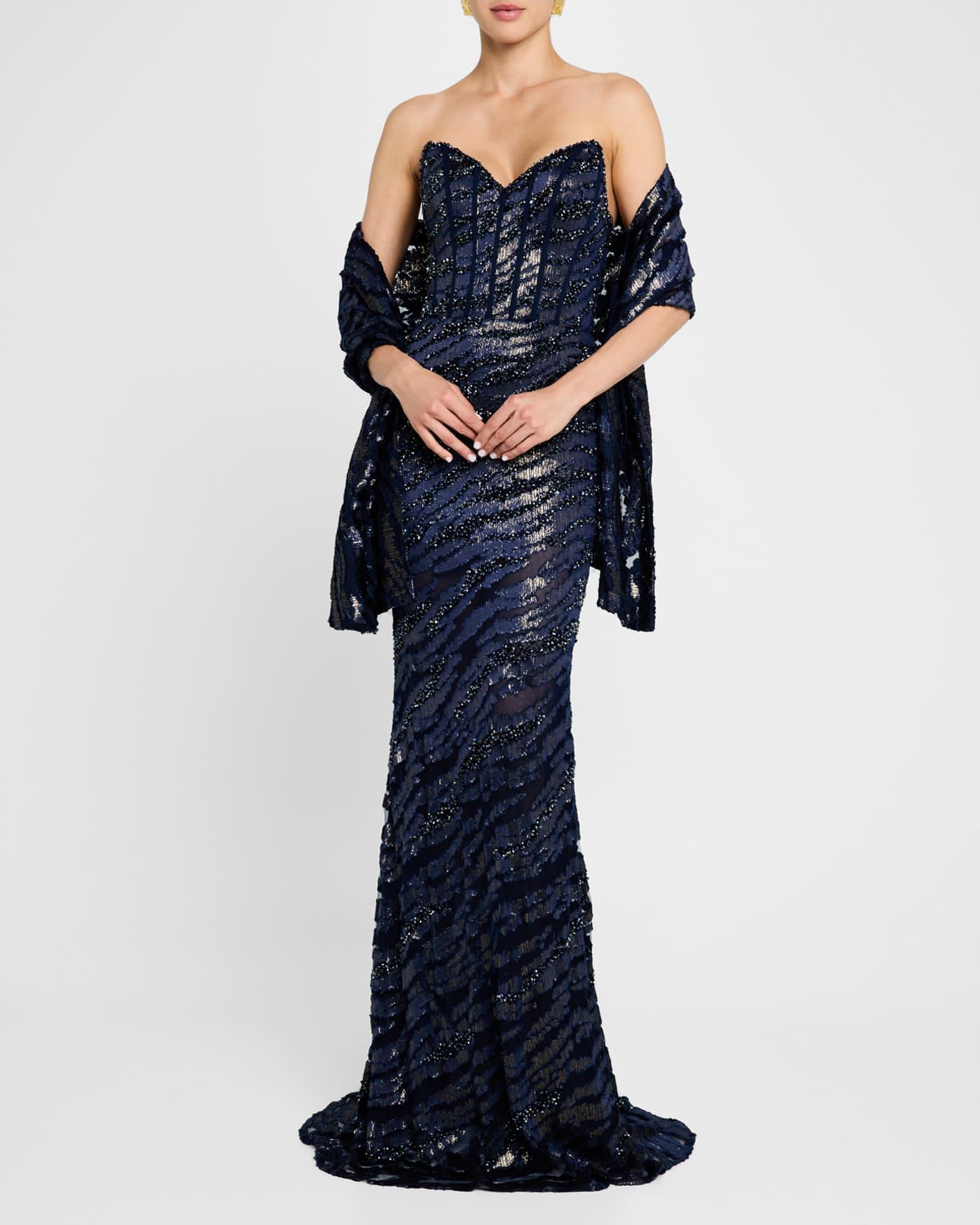 Strapless Beaded Gown with Sash Product Image