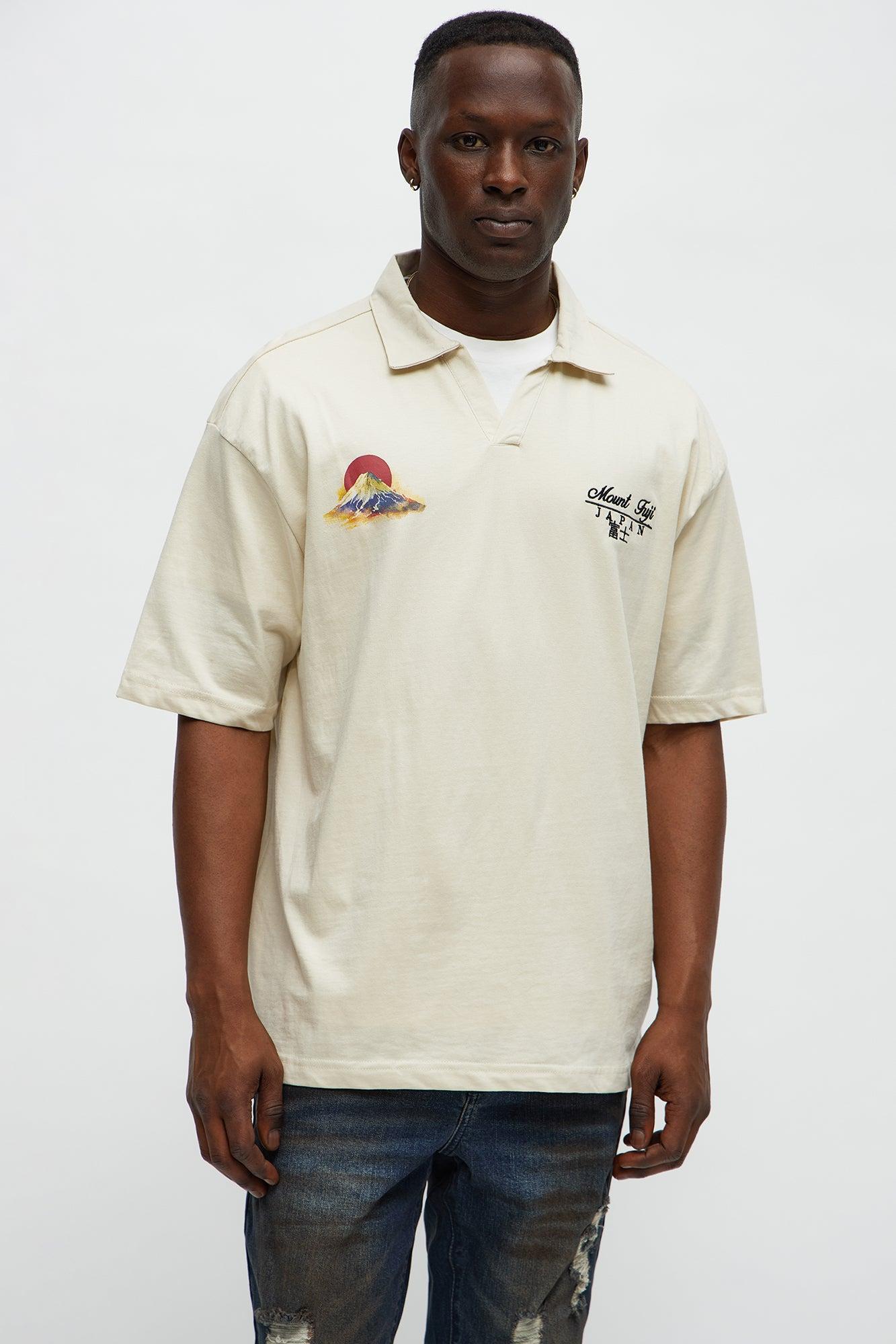 Mount Fuji Johnny Collar Polo Shirt - Off White/combo Product Image