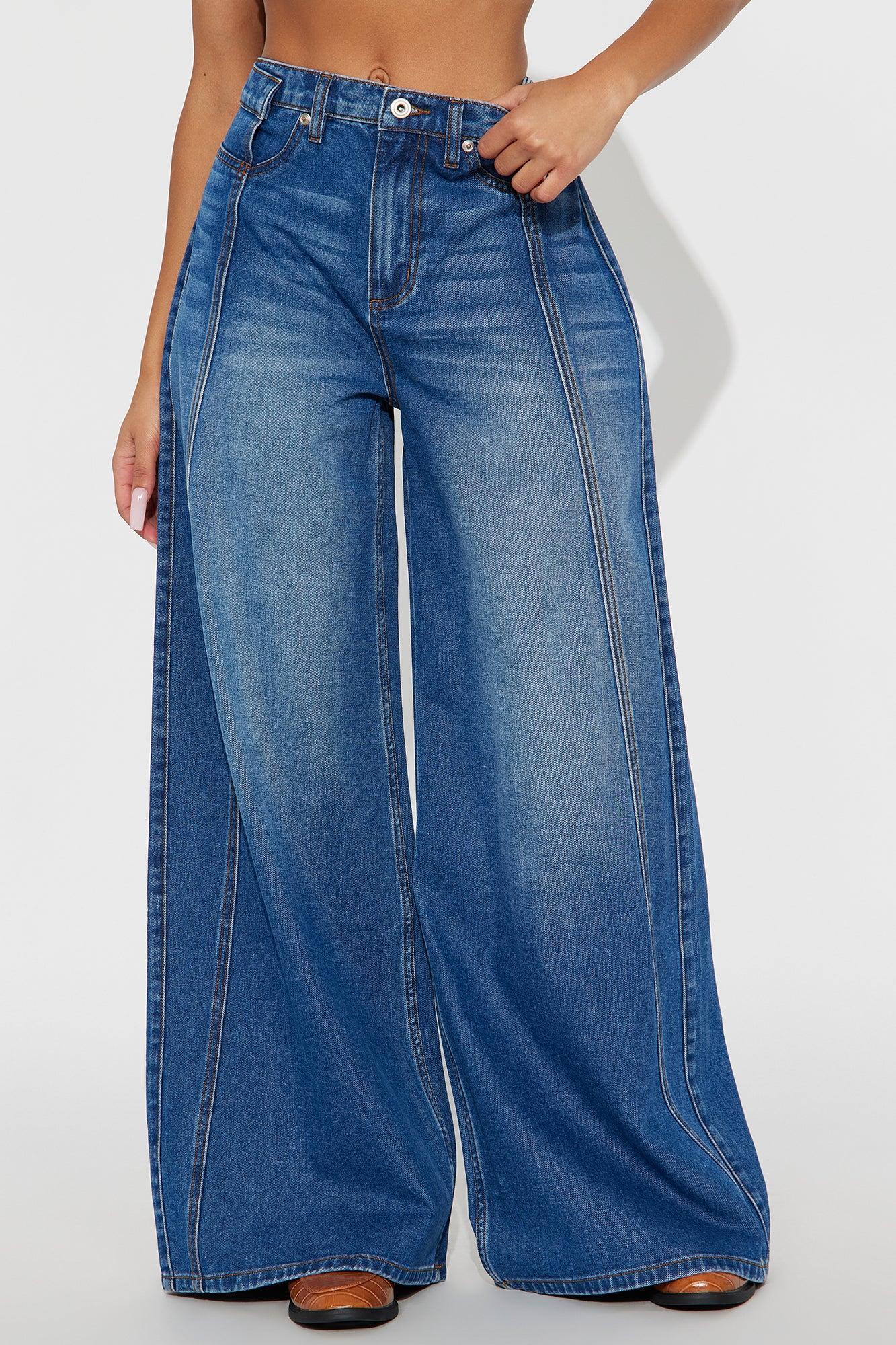 She Seams Stellar Wide Leg Jeans - Medium Wash Female Product Image