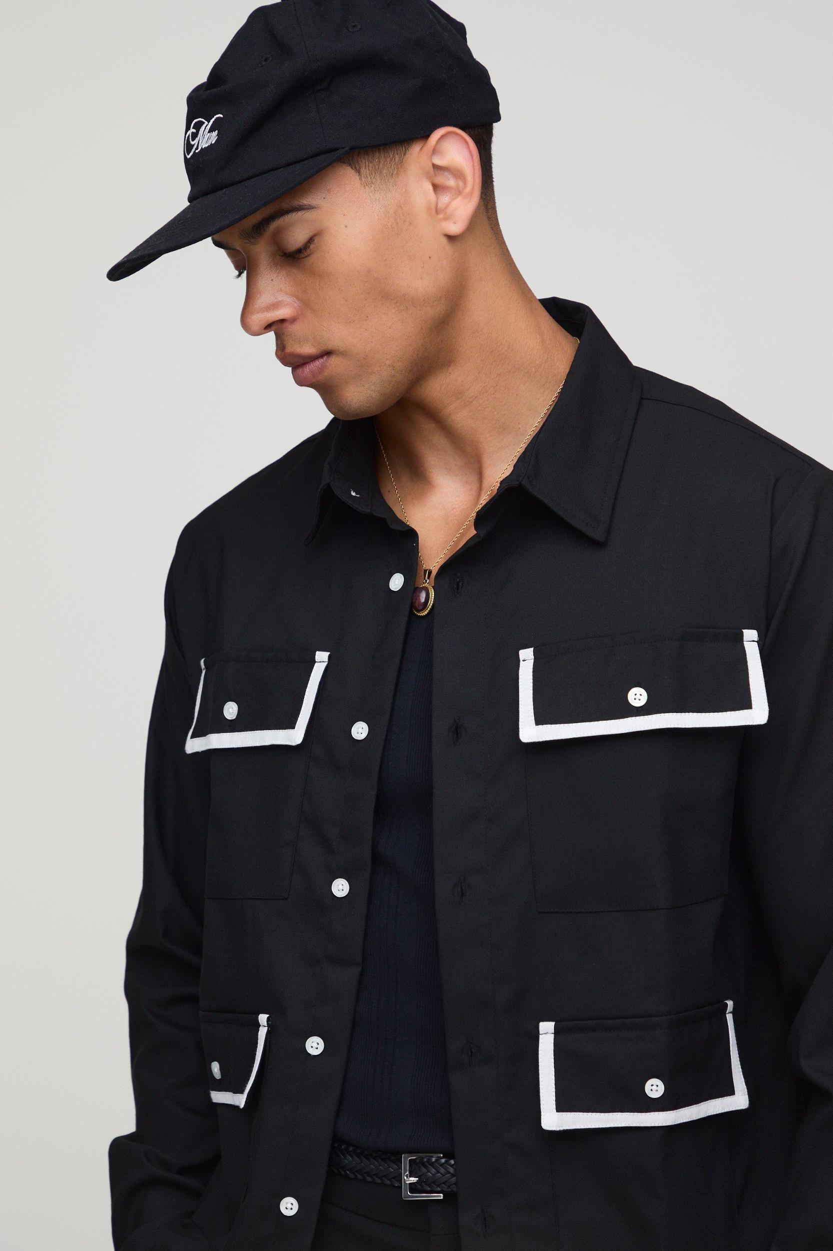 Regular Fit Tipped Pocket Harrington Jacket | boohooMAN USA Product Image