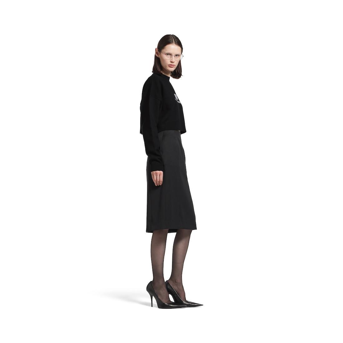 Women's Cropped Crewneck in Black/white Product Image