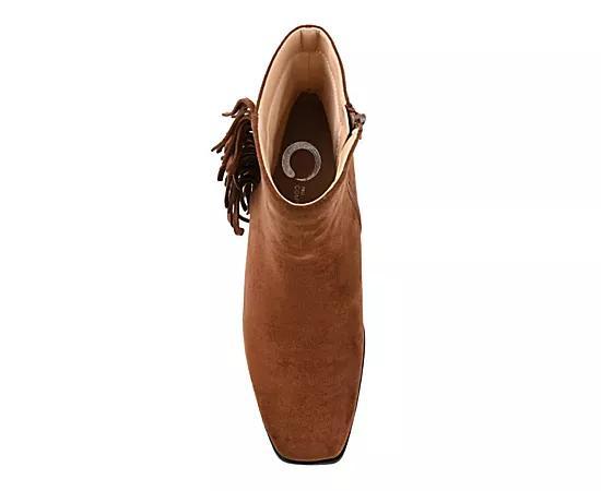 Journee Collection Womens Noriah Tru Comfort Foam Inside Zip Stacked Heel Booties Brown 6.5 Product Image