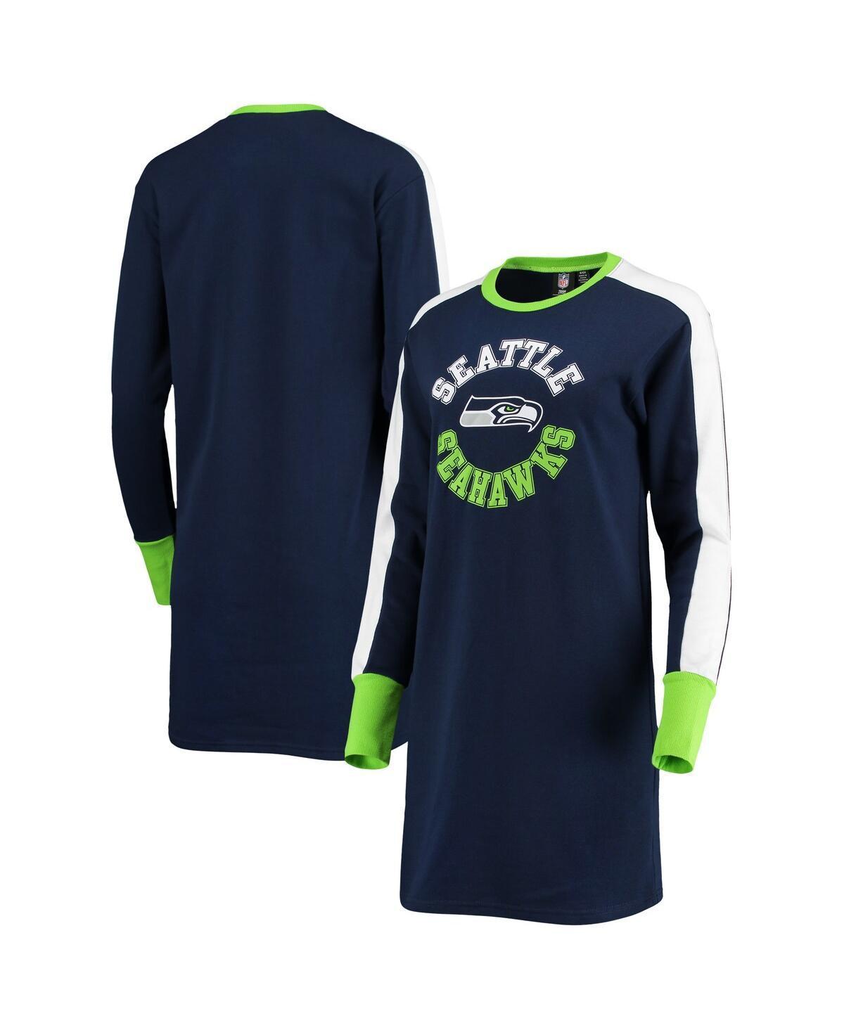 Women's G-III 4Her by Carl Banks College Navy Seattle Seahawks Hurry Up Offense T-Shirt Dress, Size: XS, Blue Product Image