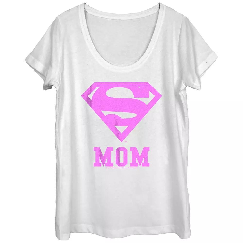 Women's Superman Logo Mom Graphic Tee, Size: XL, White Product Image