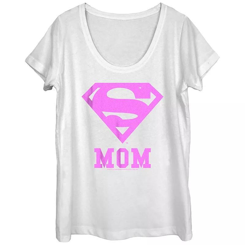 Women's Superman Logo Mom Graphic Tee, Size: XL, White Product Image