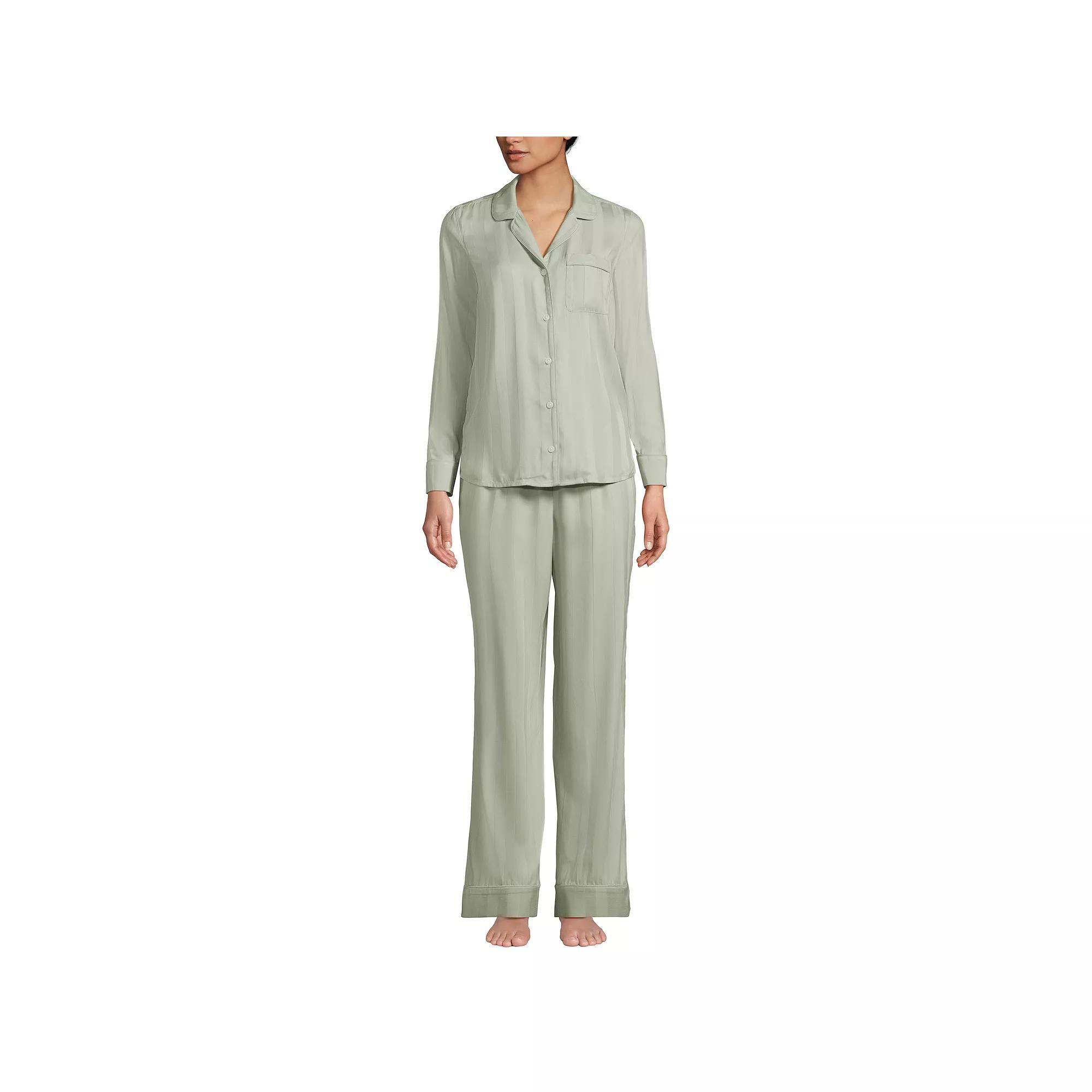 Women's Lands' End Shadow Stripe Pajama Top & Pajama Pants Set, Size: XL, Aegean Coast Product Image