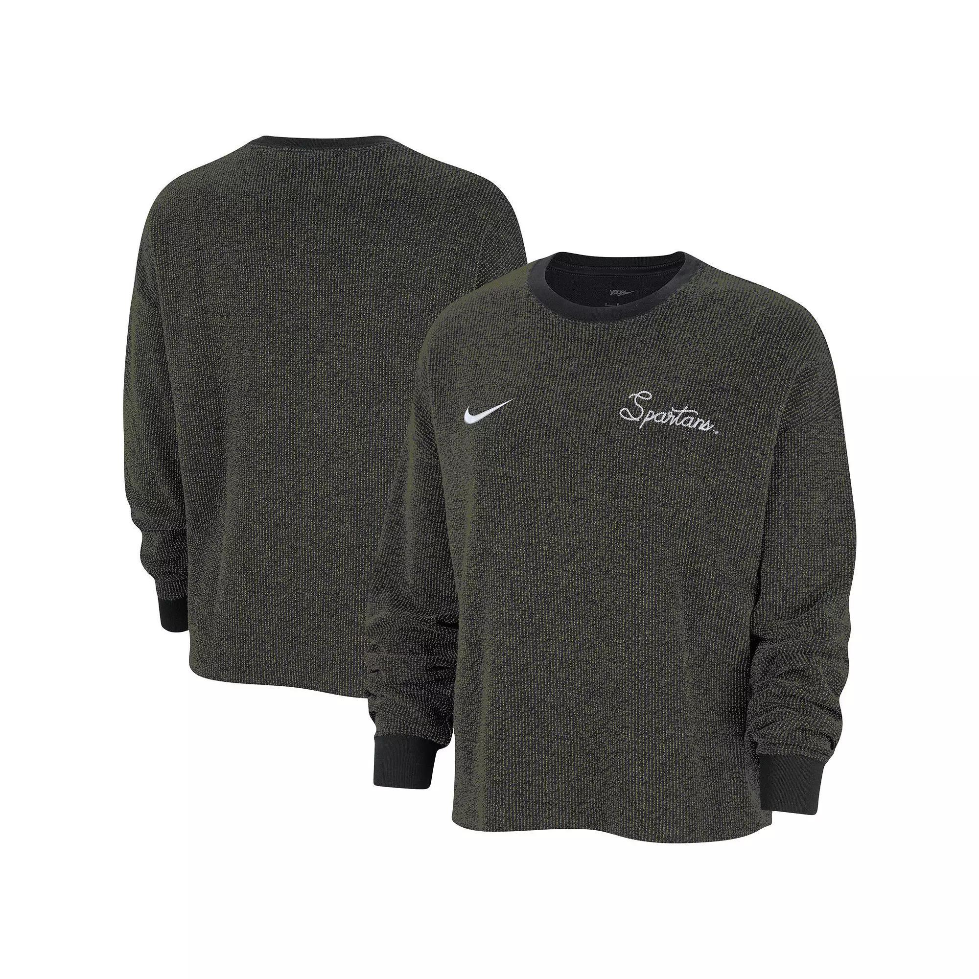 Women's Nike  Black Michigan State Spartans Yoga Script Pullover Sweatshirt, Size: Small Product Image