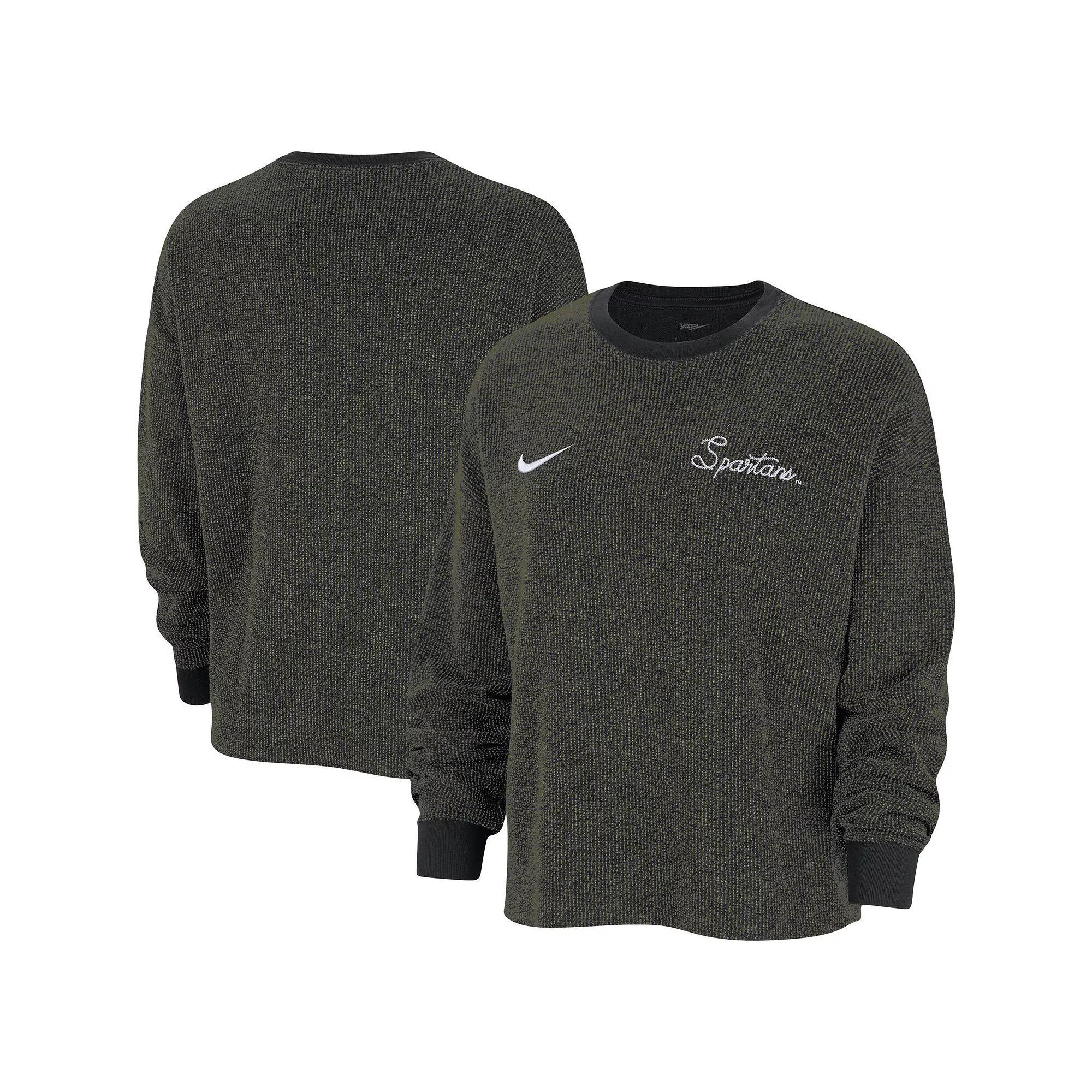 Women's Nike  Black Michigan State Spartans Yoga Script Pullover Sweatshirt, Size: Small Product Image