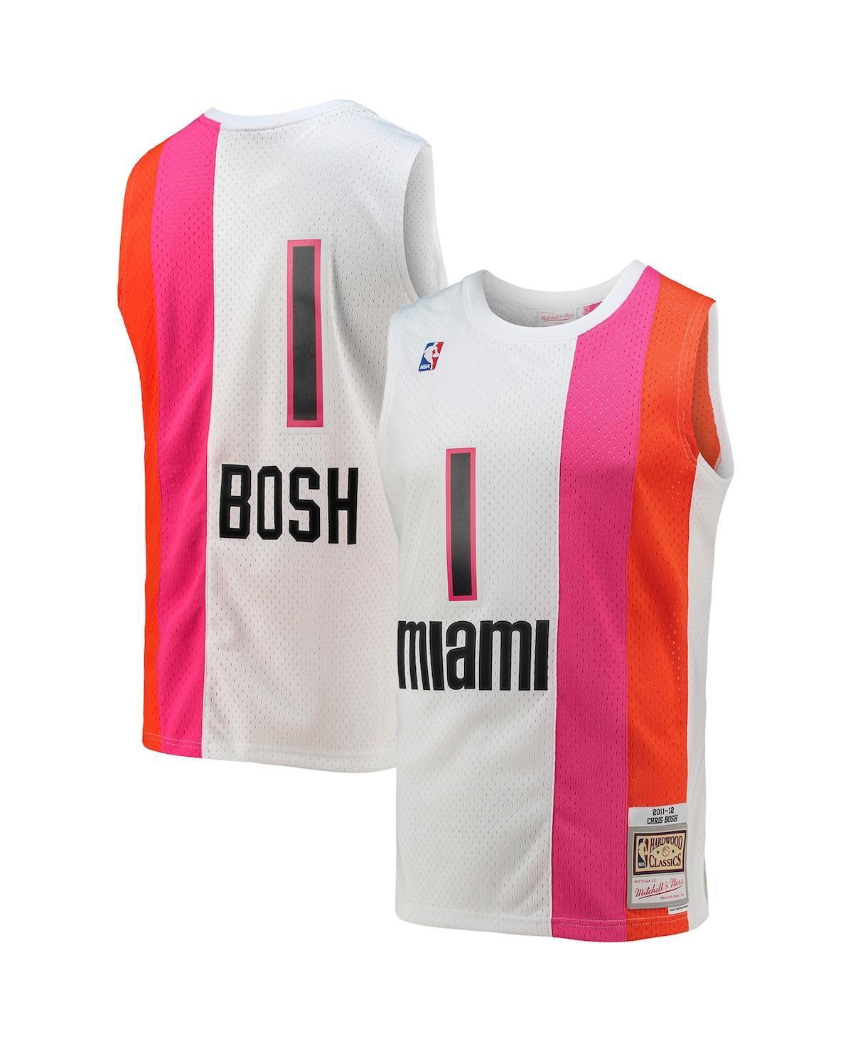 Men's Mitchell & Ness Chris Bosh White Miami Heat 2011-12 Hardwood Classics Swingman Jersey, Size: XL Product Image