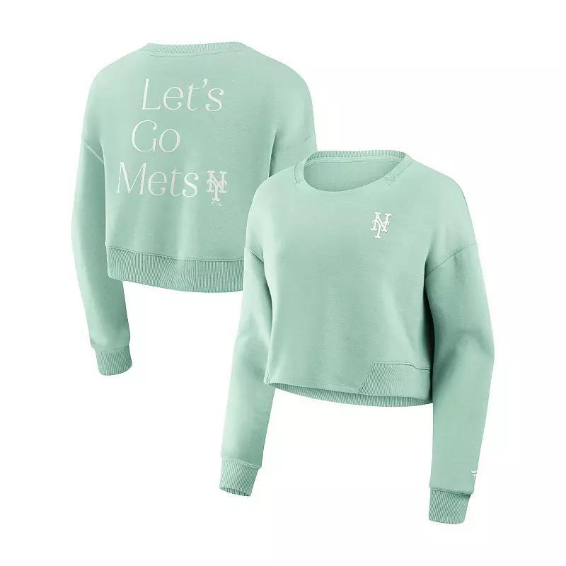 Womens Fanatics Mint Detroit Lions Studio Tri-Blend Cropped Pullover Sweatshirt Product Image