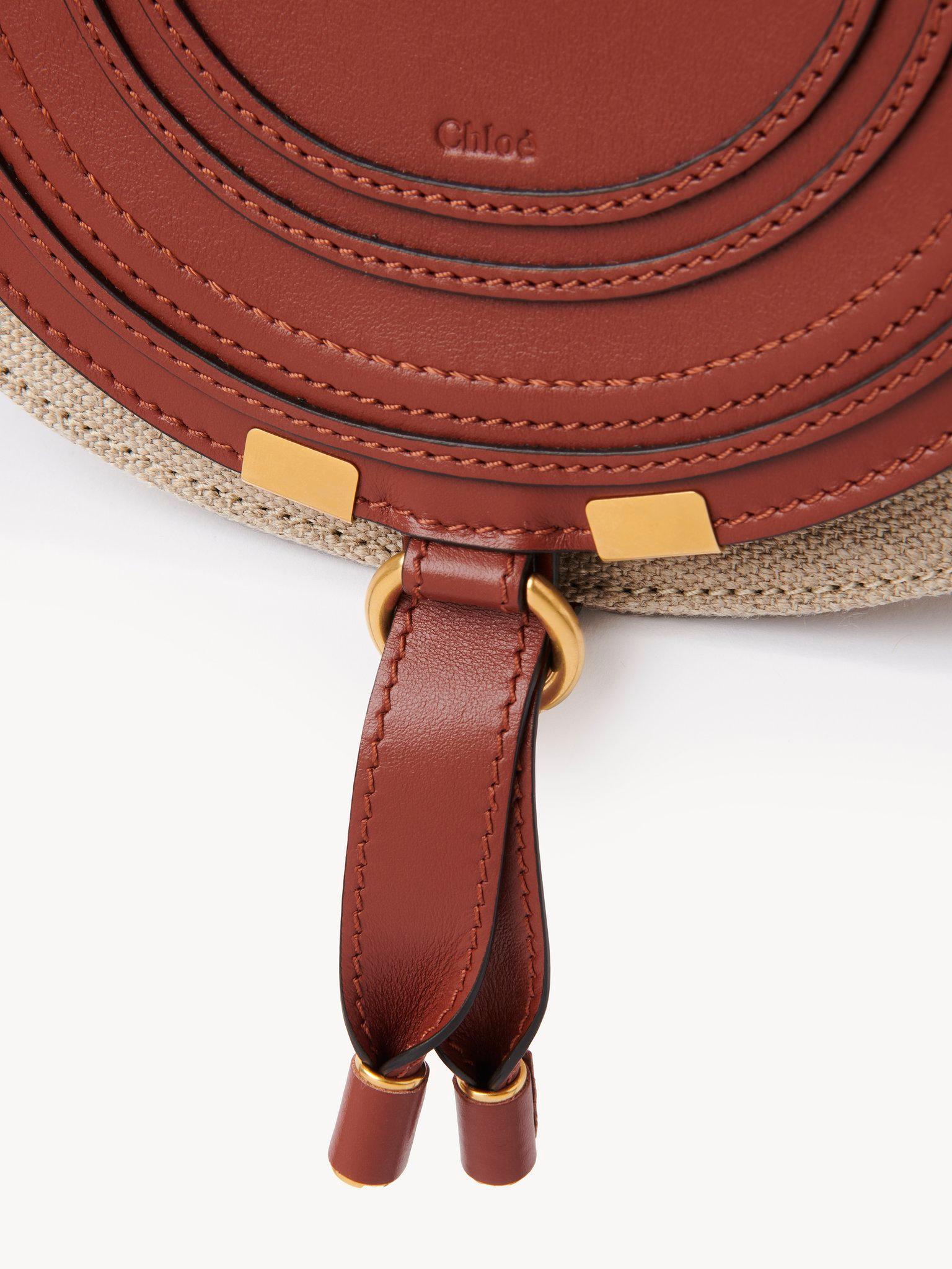 Small Marcie saddle bag in linen & soft leather Product Image