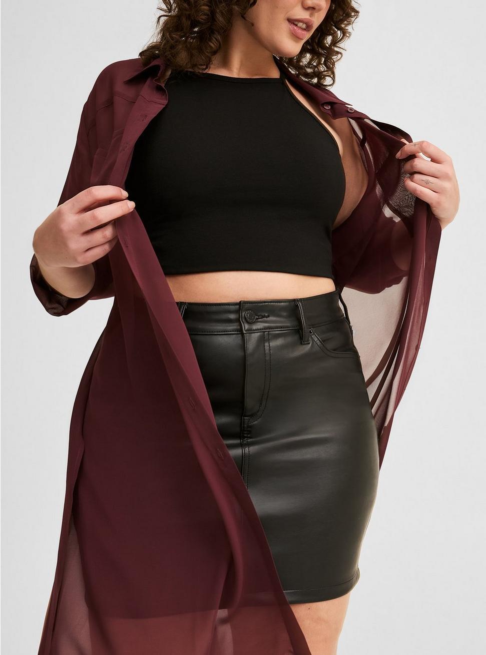 Sheer Long Sleeve Tunic Shirt Product Image