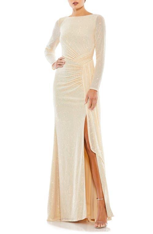 Womens Draped Sequin Gown Product Image