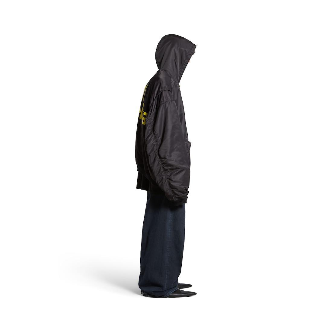 Men's Tape Type Light Hooded Bomber in Black Product Image