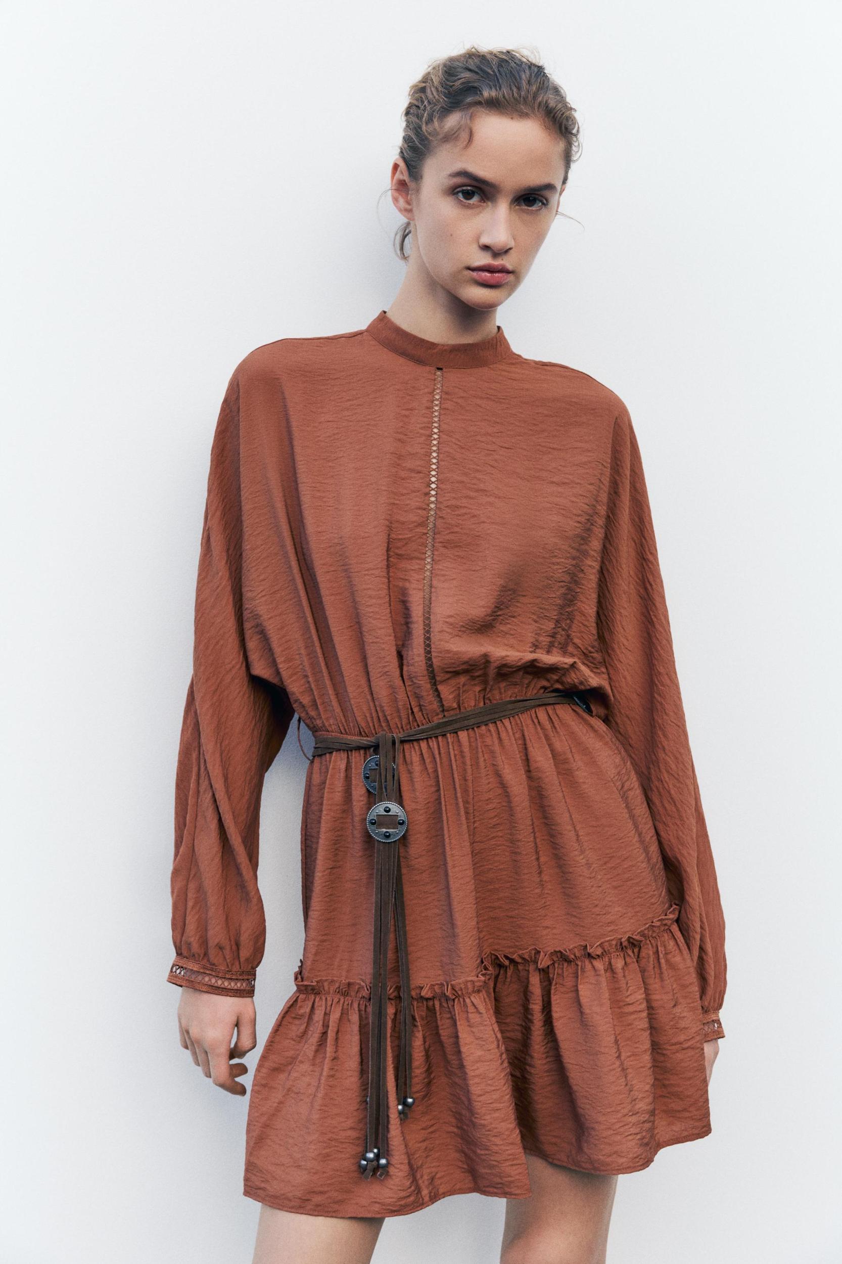 BELTED LACE INSERT MINI DRESS Product Image