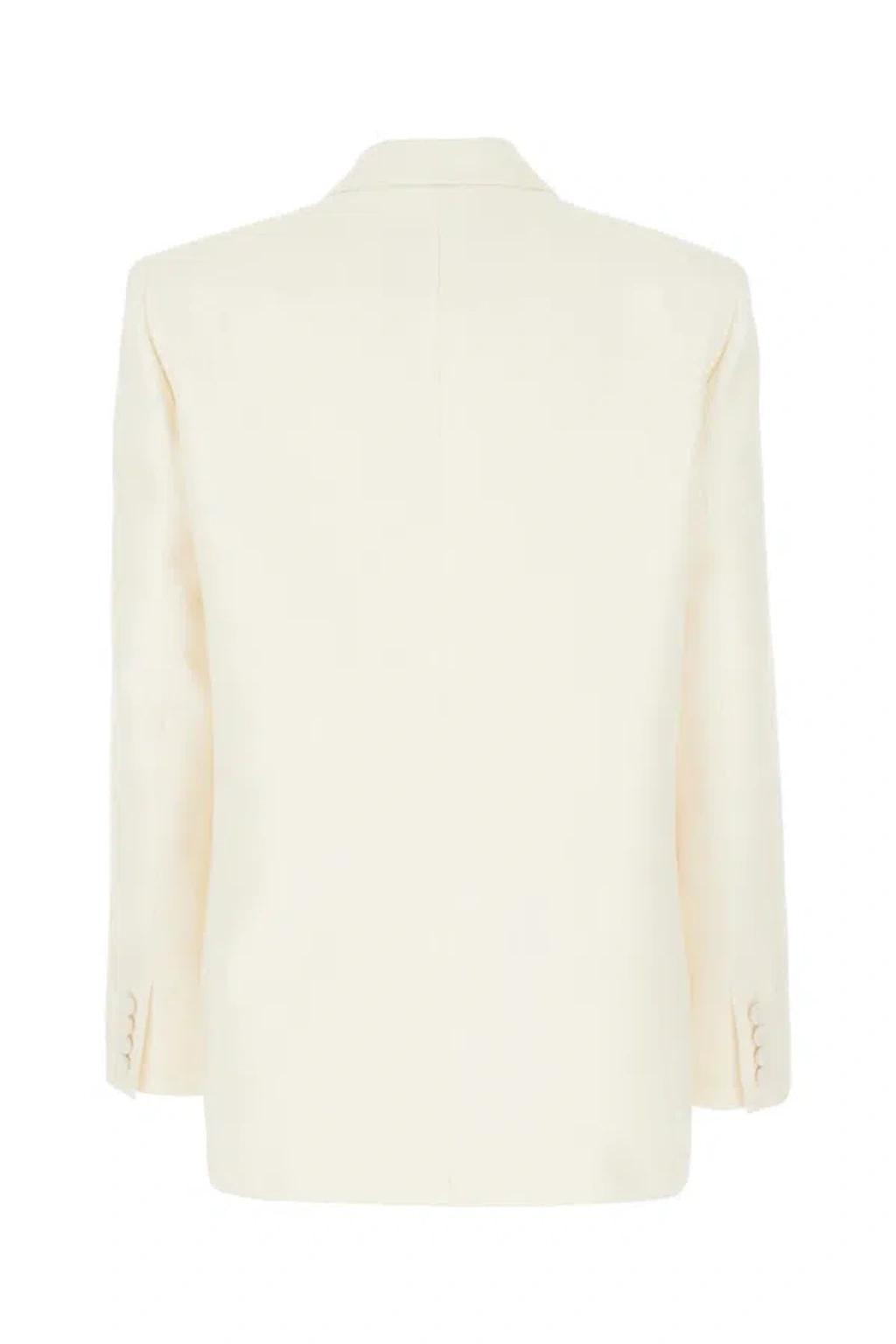 VALENTINO Toile Iconographe Wool And Silk Blend Blazer Jacket In White Product Image