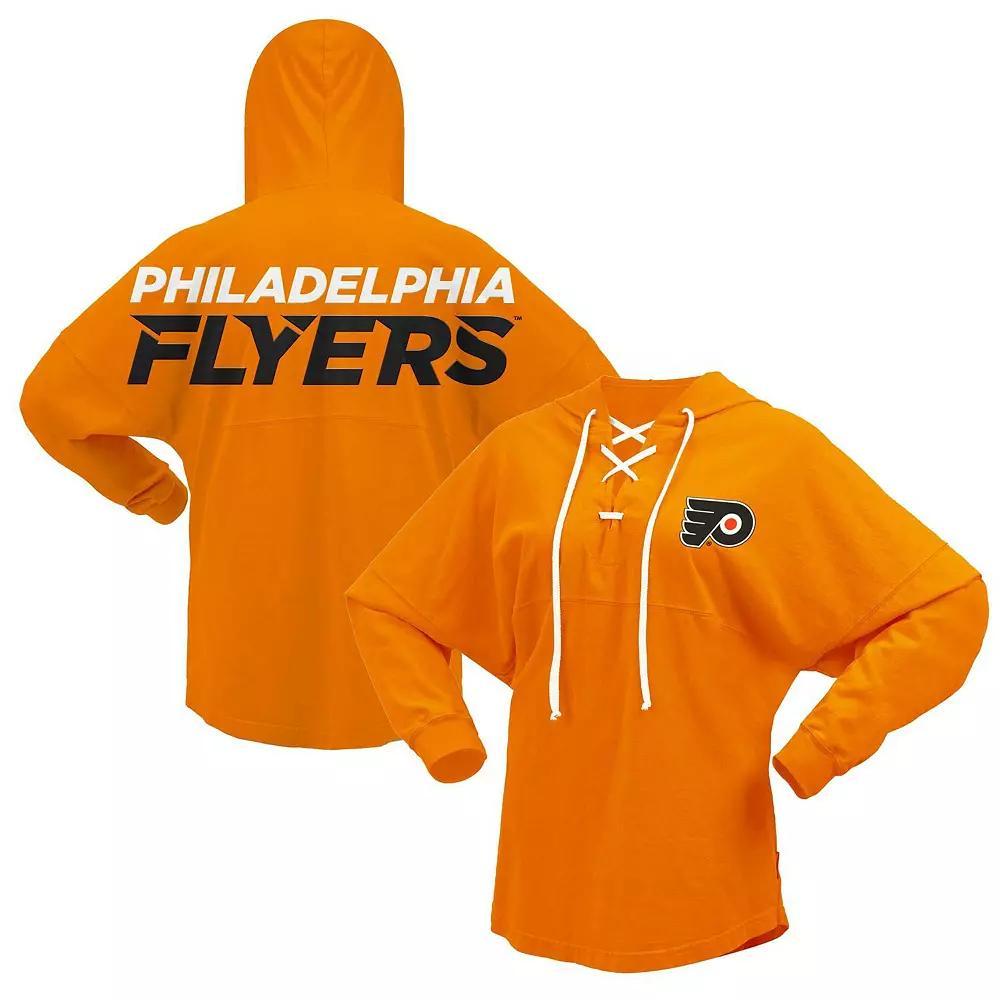 Women's Fanatics Branded Orange Philadelphia Flyers Jersey Lace-Up V-Neck Long Sleeve Hoodie T-Shirt, Size: 2XL, Fly Orange Product Image