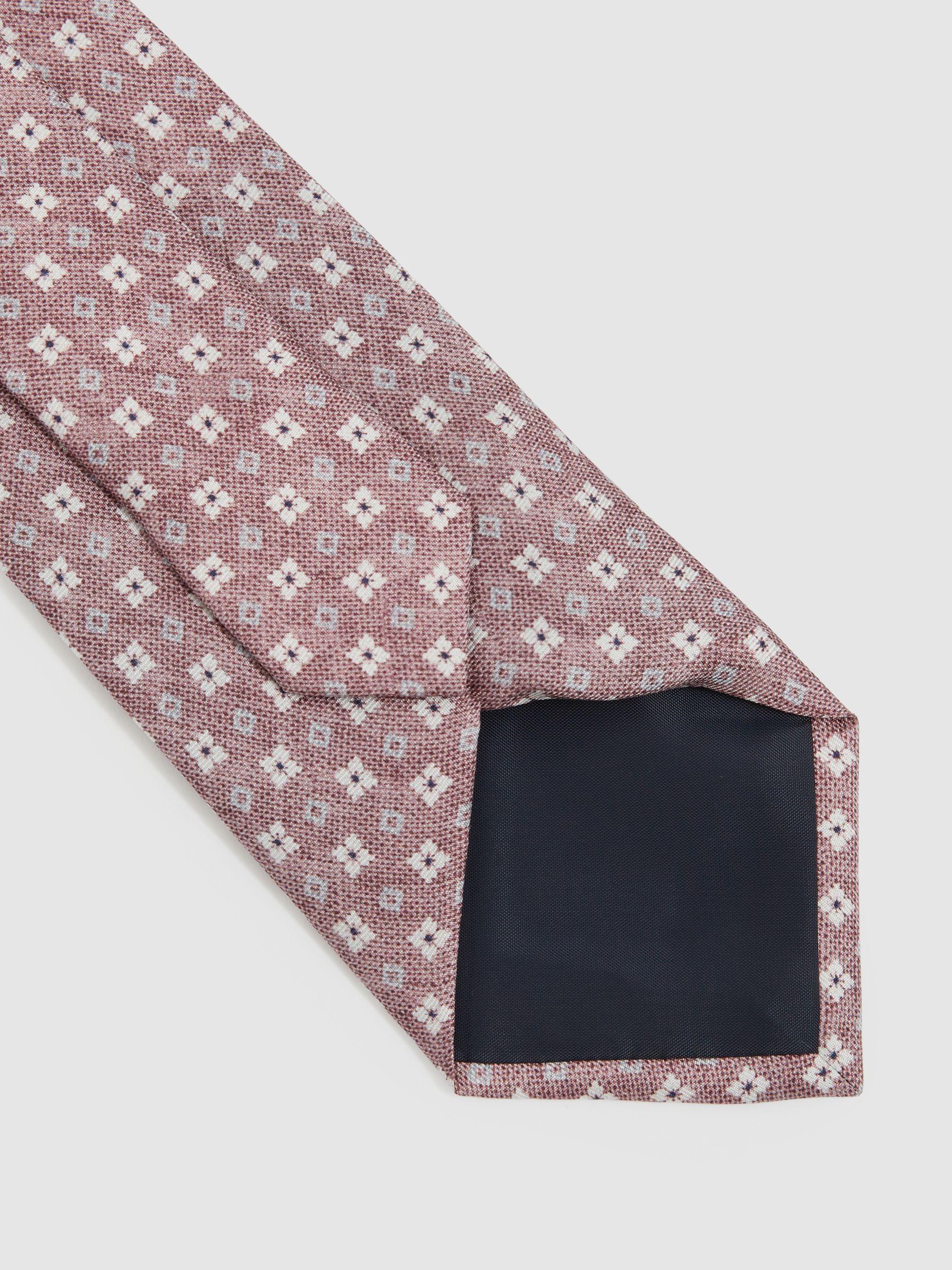 Silk Medallion Print Tie in Dusty Pink Product Image