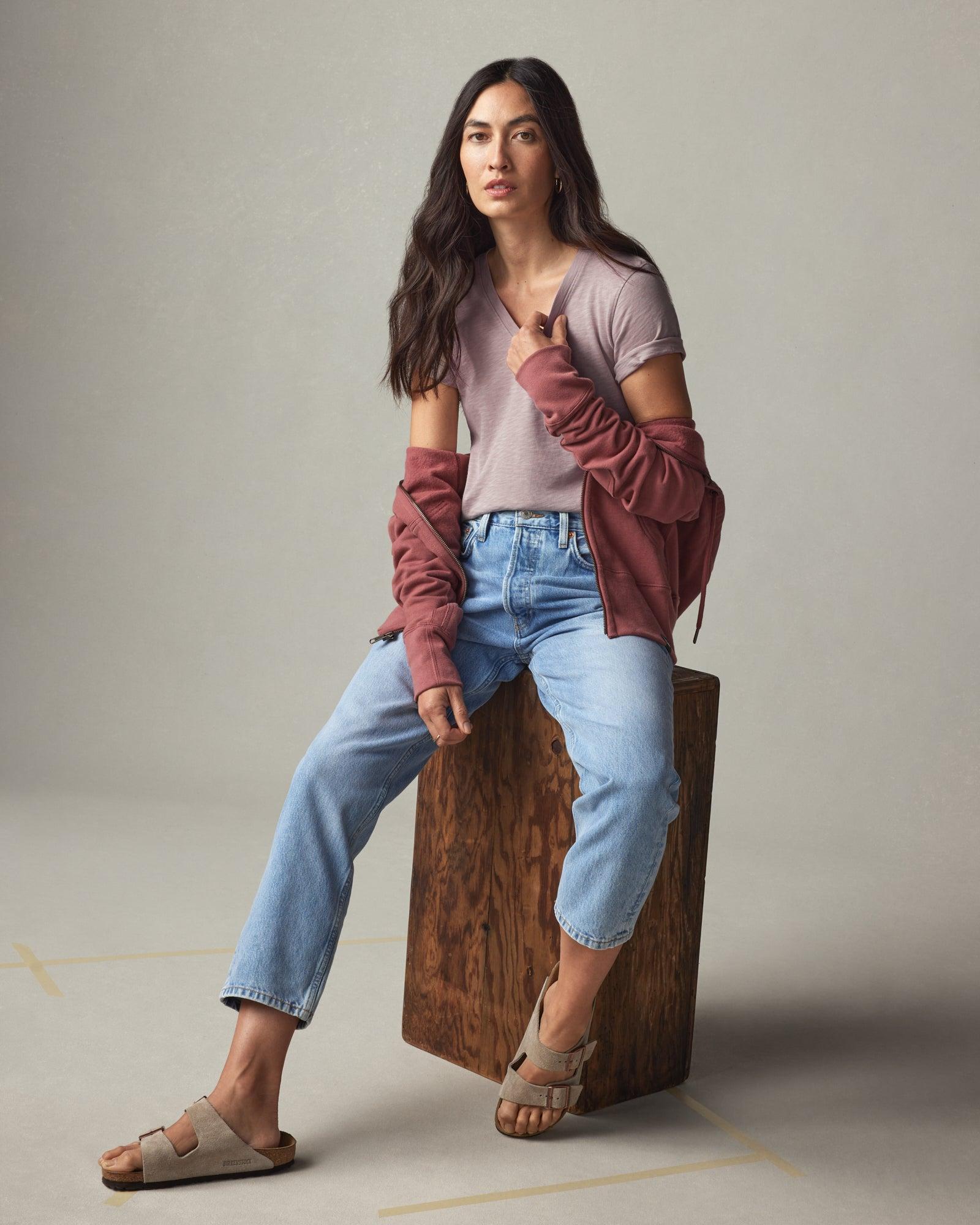 Premium Slub V-Neck Tee - Sunset Female Product Image