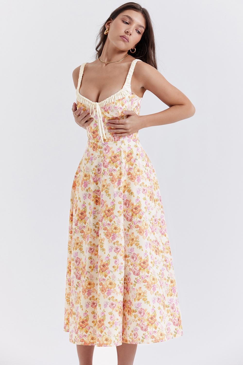 Sabrina Ivory Print Bustier Sundress Product Image