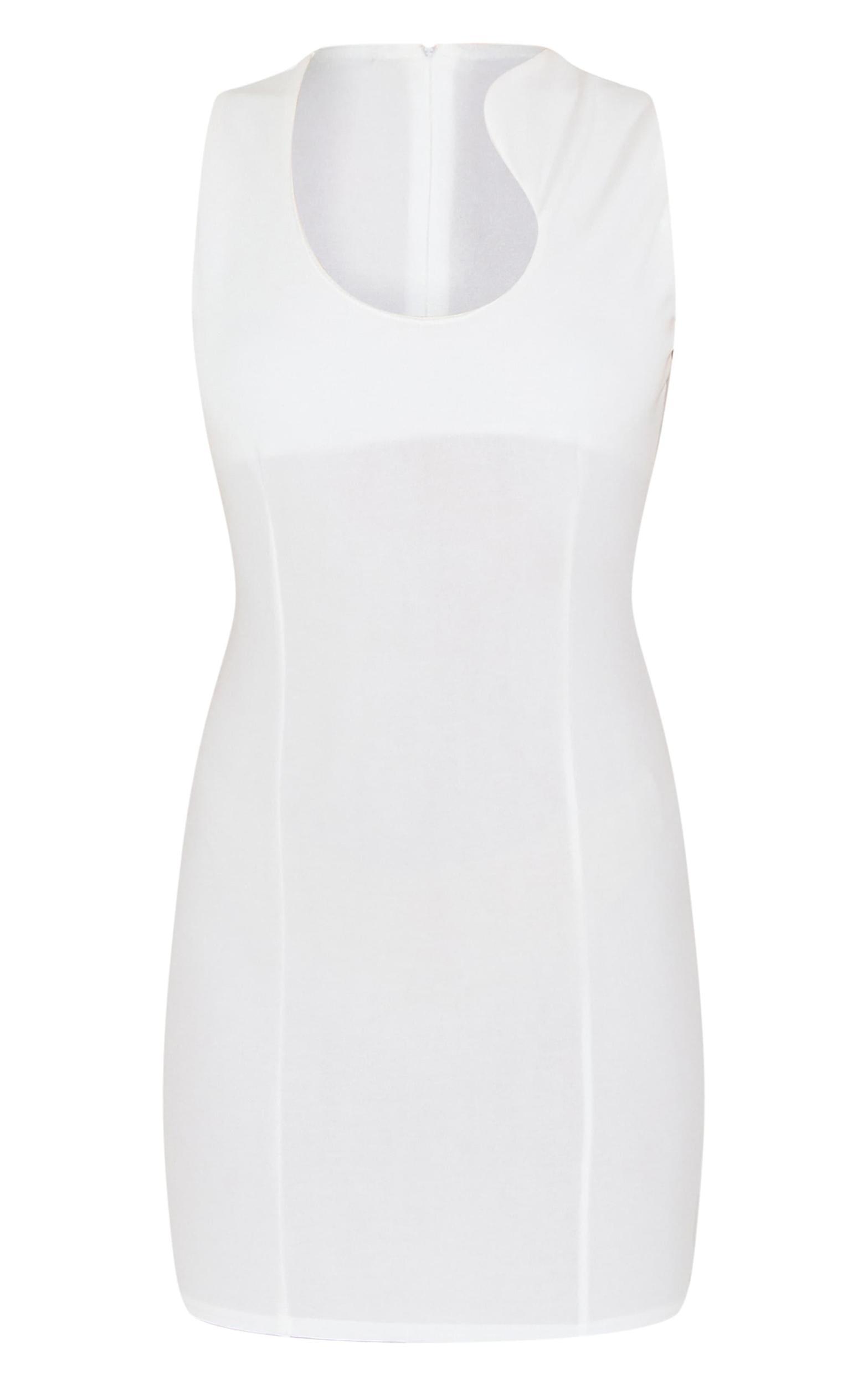 Cream Stretch Woven Mini Dress Product Image