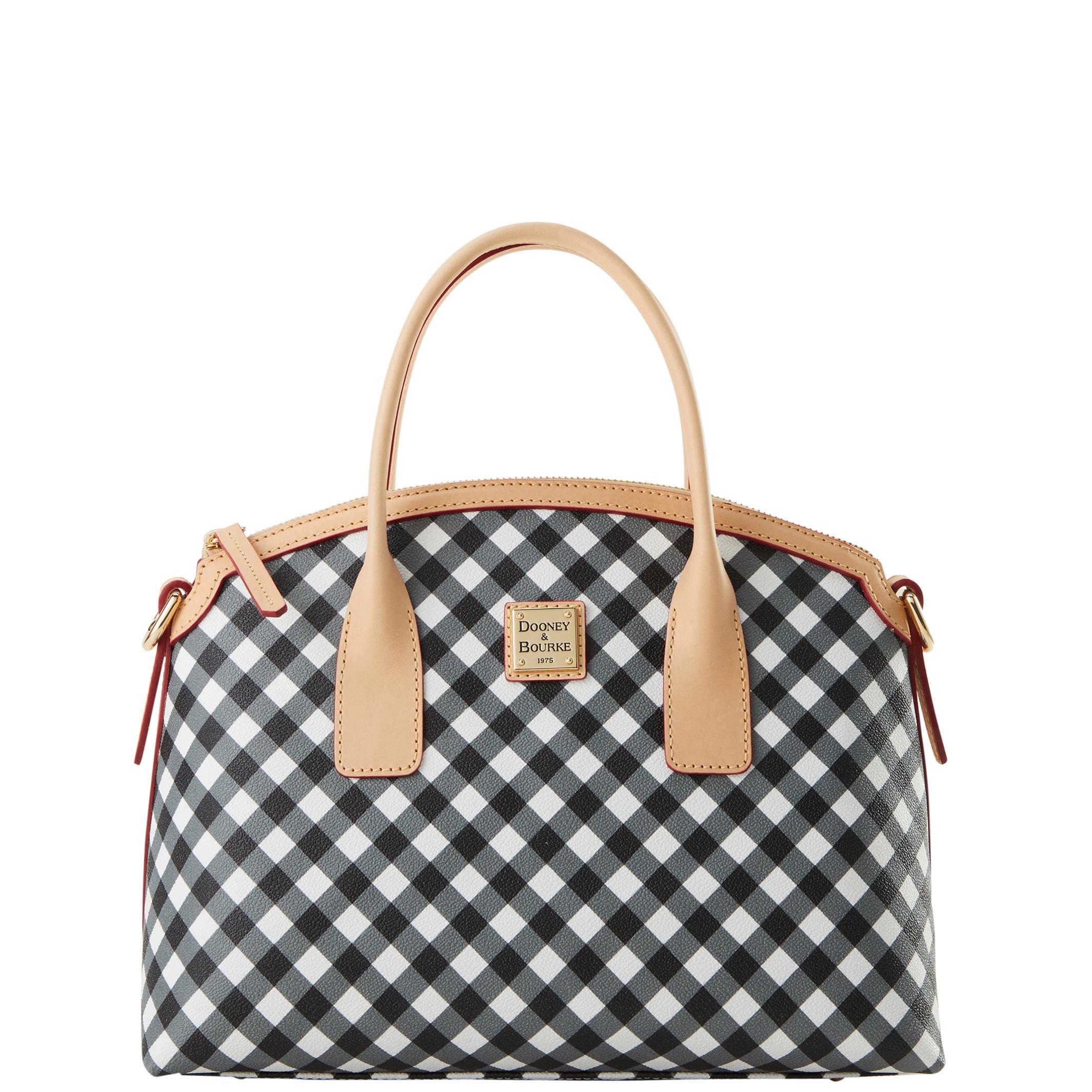 Dooney & Bourke Womens Gingham II Domed Coated Cotton Satchel Bag in Black Product Image