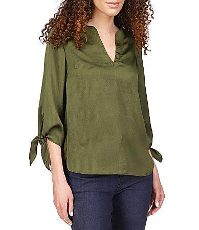 MICHAEL Michael Kors Solid Satin Tie Top (Bright Terracotta) Women's Blouse Product Image