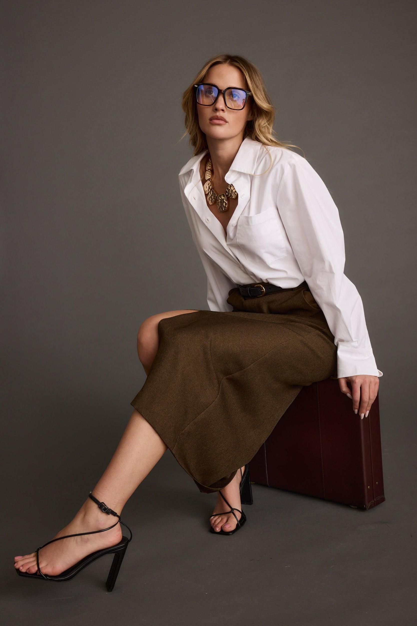 Gisele White Poplin Button Down Product Image