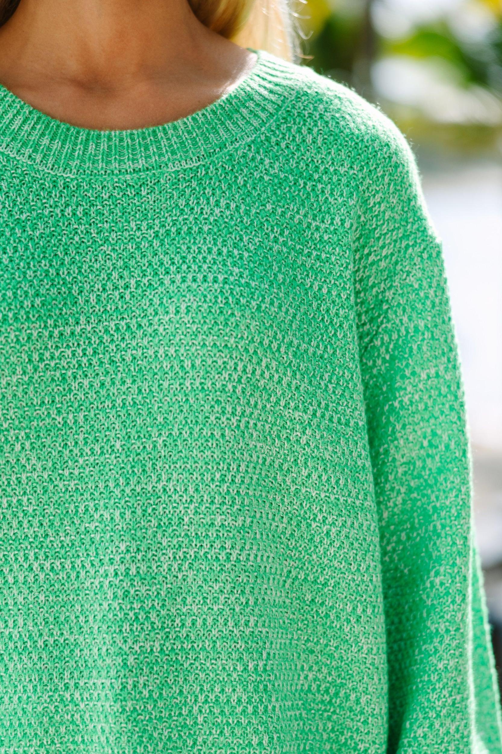 The Slouchy Green Bubble Sleeve Sweater Female Product Image