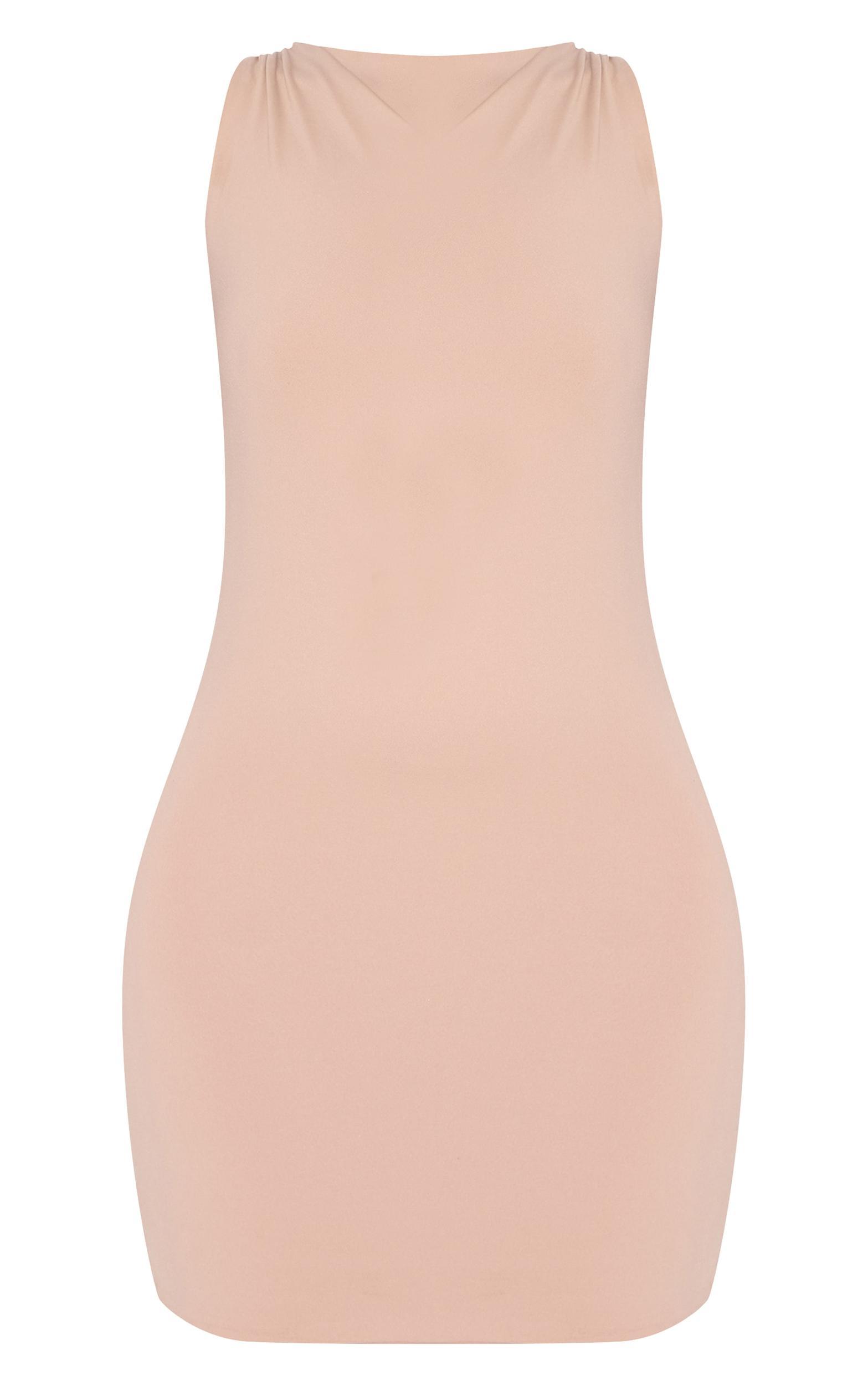 Taupe Soft Touch Ruched Mini Dress Product Image