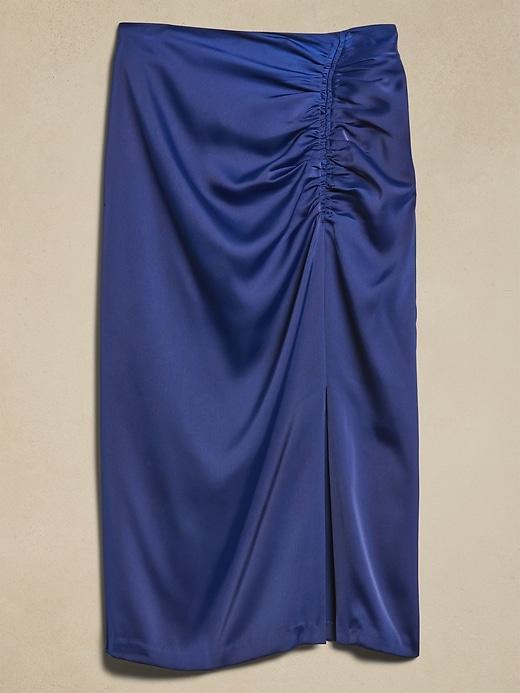 Shirred-Waist Midi Skirt Product Image