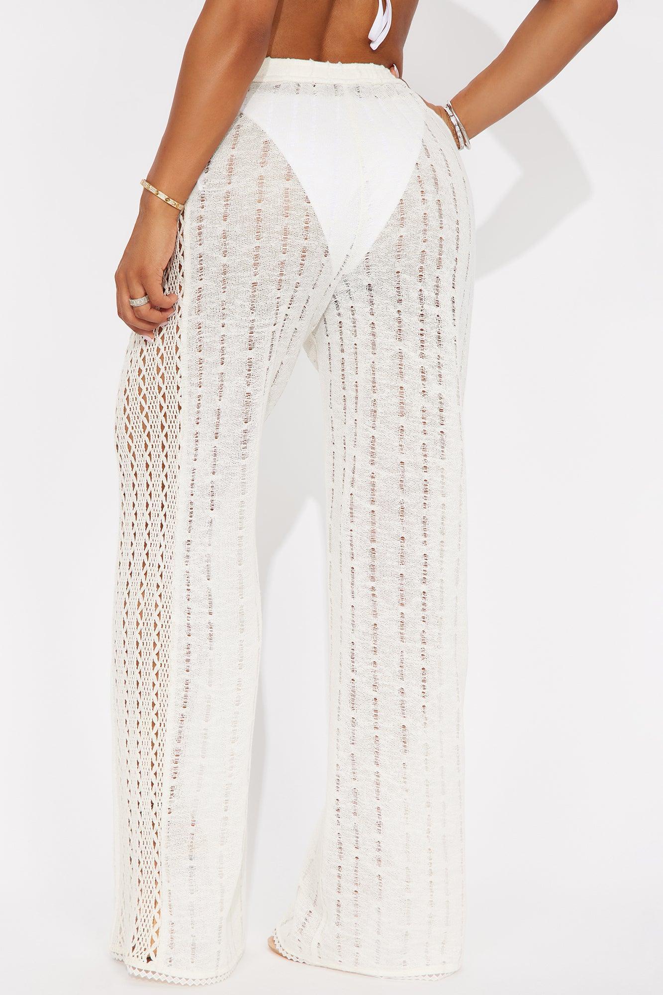 Aegean Sea Crochet Cover Up Pants - White Product Image