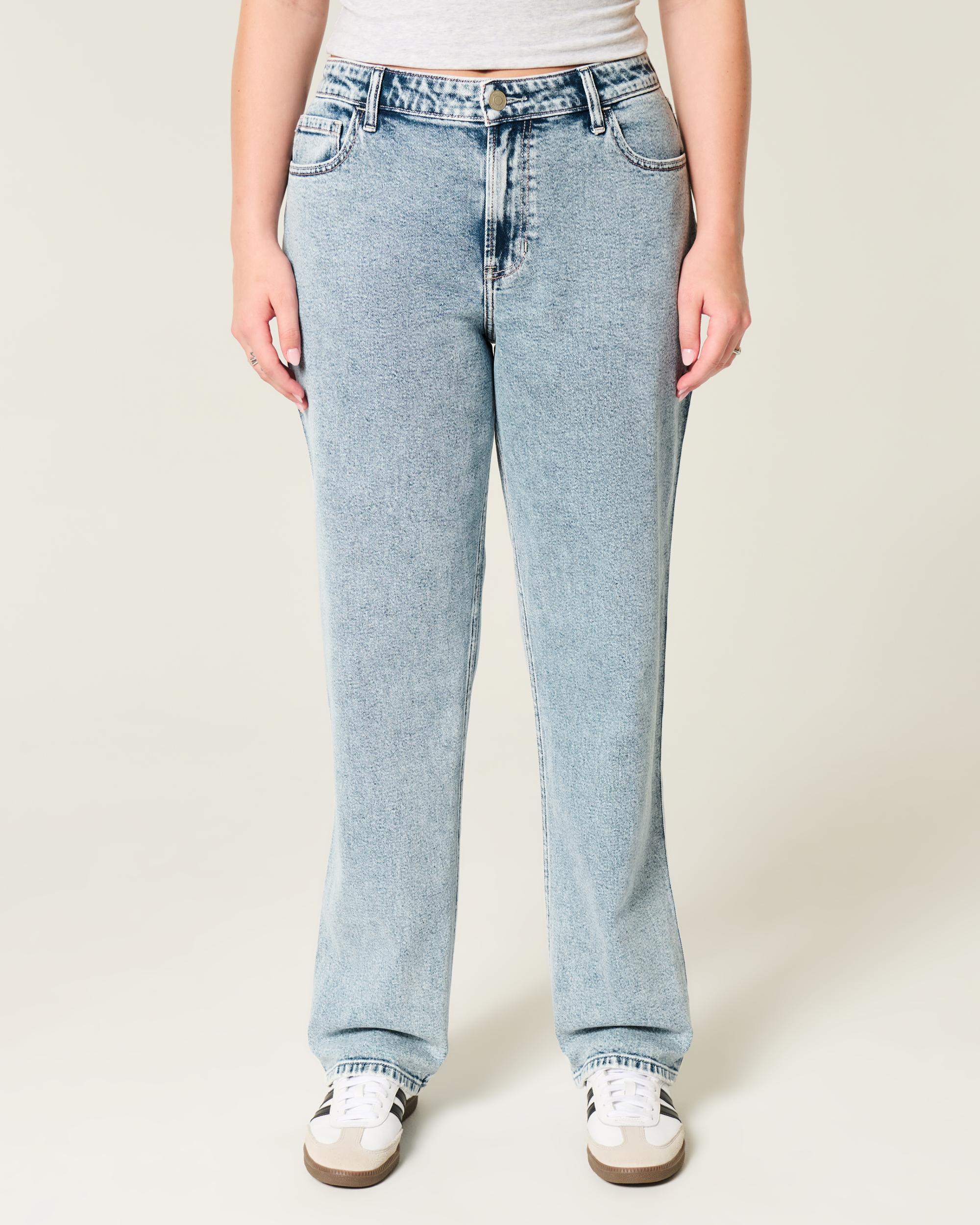 High-Rise Medium Wash Straight Jeans Product Image