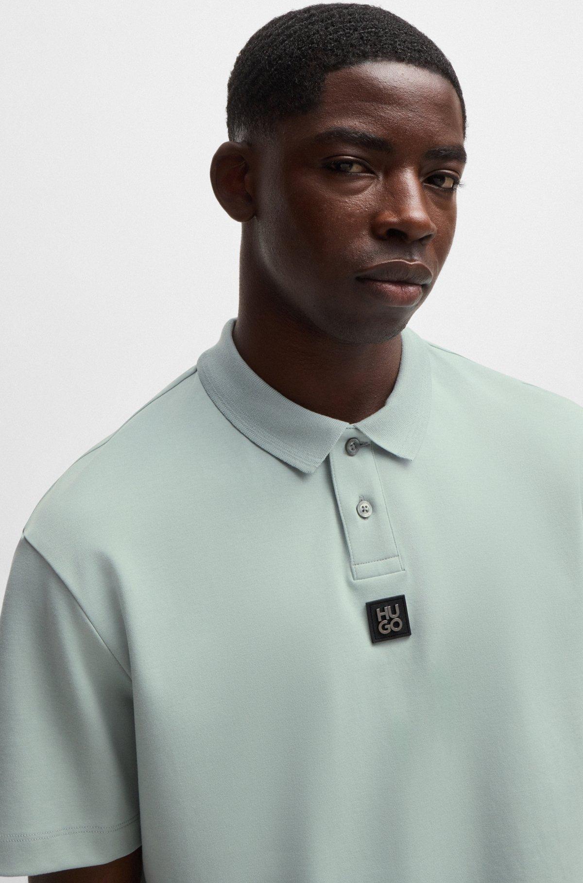 Interlock-cotton polo shirt with stacked logo Product Image
