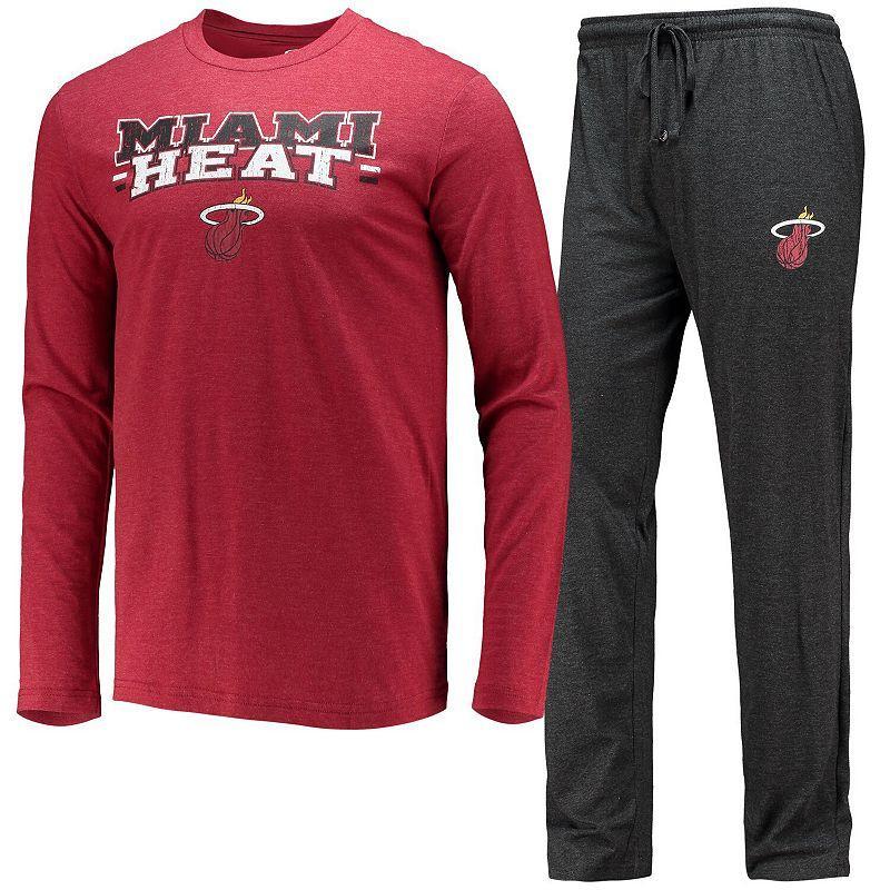 Mens Concepts Sport /Red Miami Heat Long Sleeve T-Shirt & Pants Sleep Set Product Image