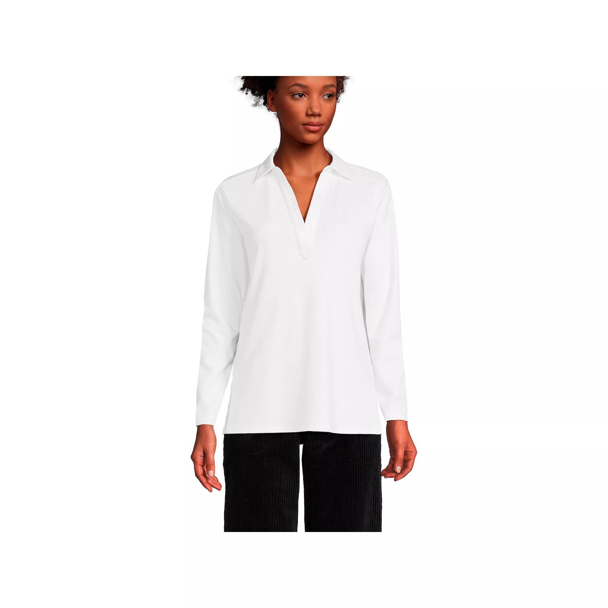 Womens Lands End Sport Knit Johnny Collar Top Product Image