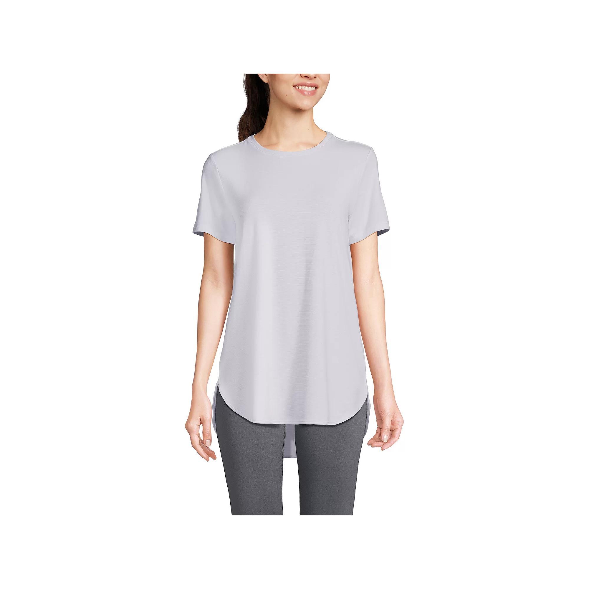 Petite Lands' End Moisture-Wicking UPF 50 Tunic Tee, Women's, Size: Small Petite, Blue Surf Pinstripe Product Image
