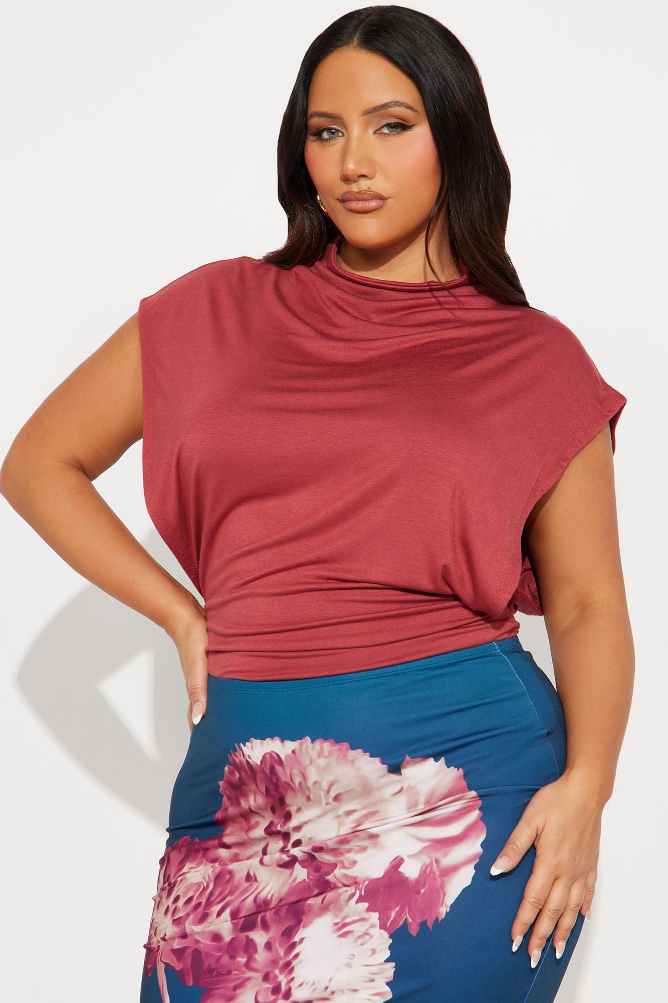 Audra Double Lined Turtle Neck Bodysuit - Rust Product Image