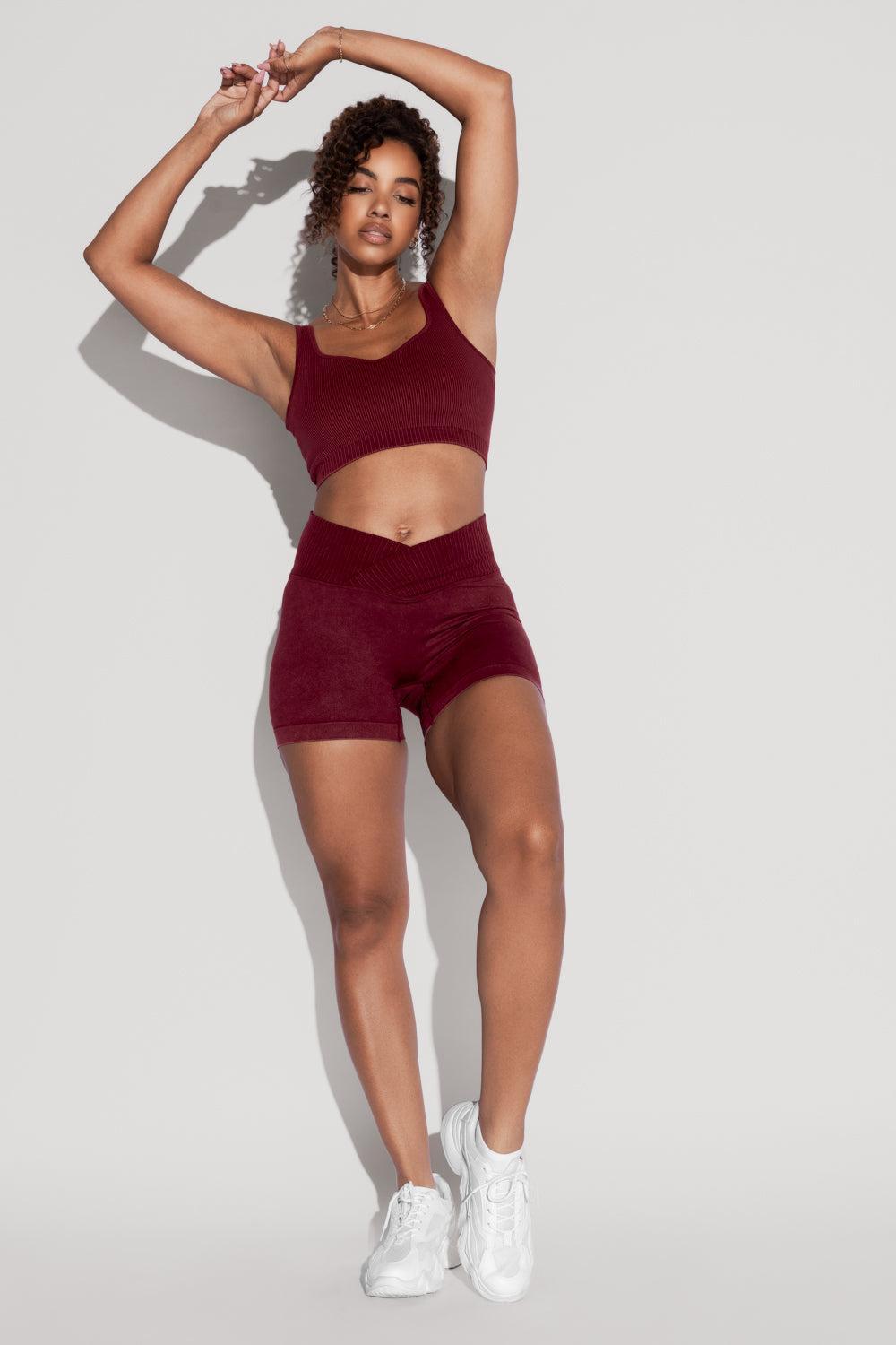 Crisscross Hourglass® Seamless Midi Shorts - Garnet Product Image