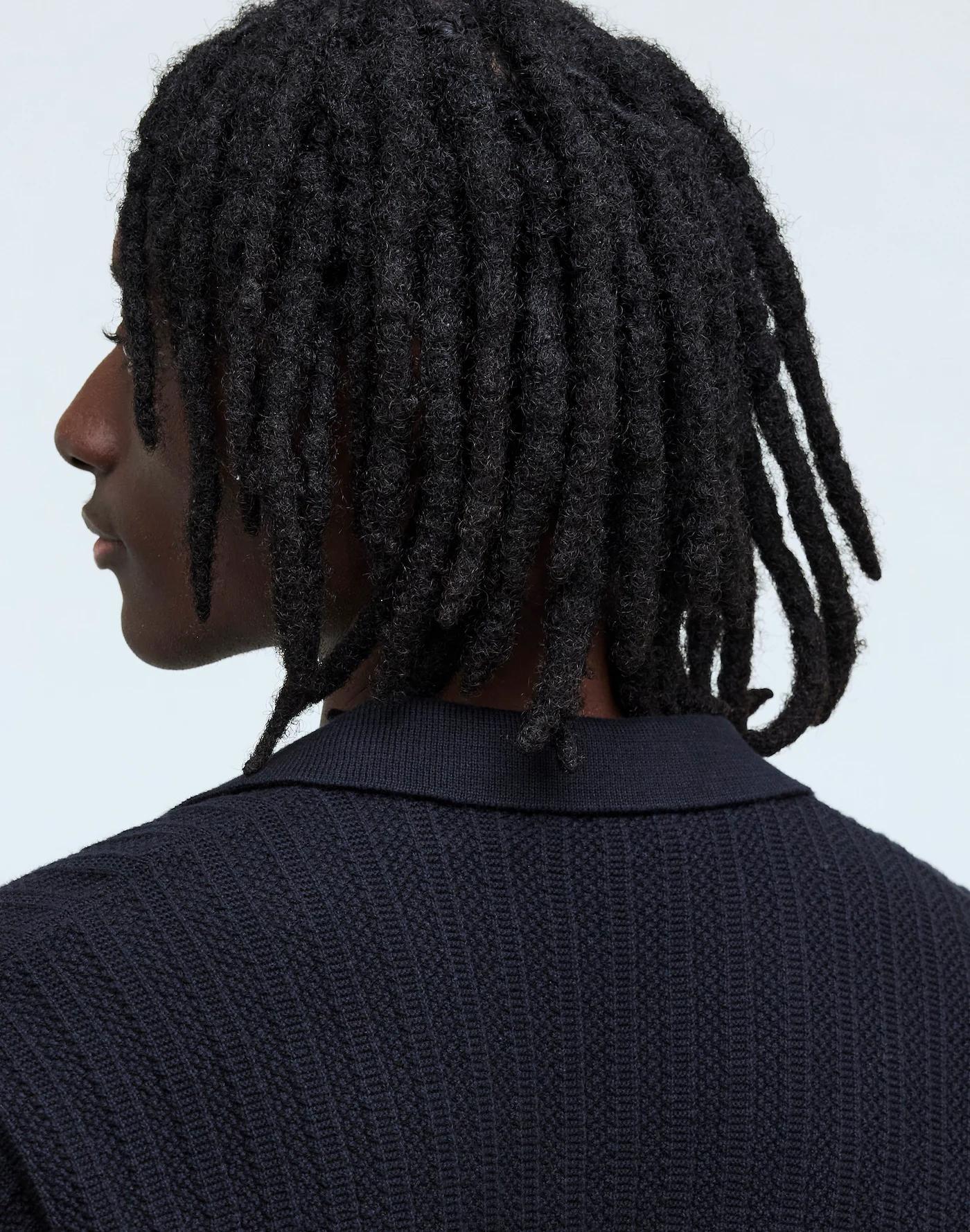 Textured-Stitch Sweater Polo Shirt Product Image