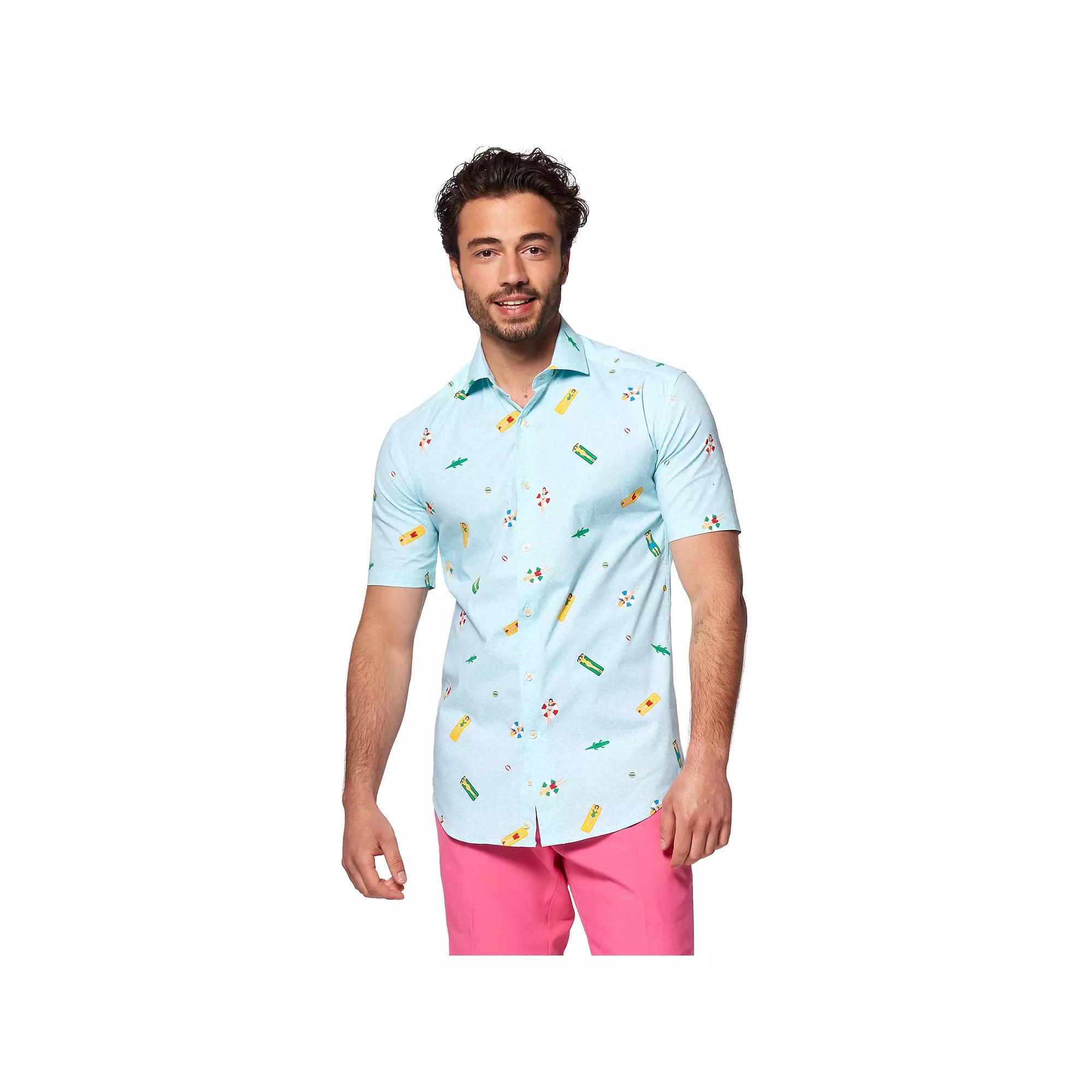Men's OppoSuits Beach Button-Down Shirt, Size: Small, Blue Life Water Product Image