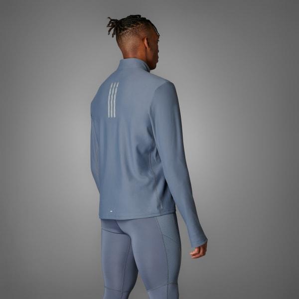 adidas Boston Marathon 2025 Own the Run 1/4 Zip Tee Onix XL Mens Product Image