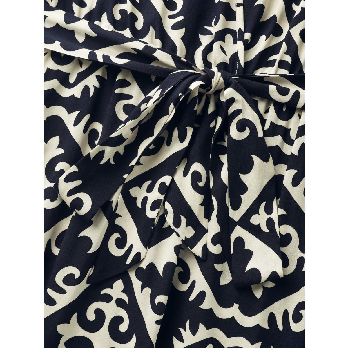 Plus Size Boho Print Side Tie Maxi Dress Midnight Women Belted V-neck Short sleeve Curvy BloomChic 10/M Product Image