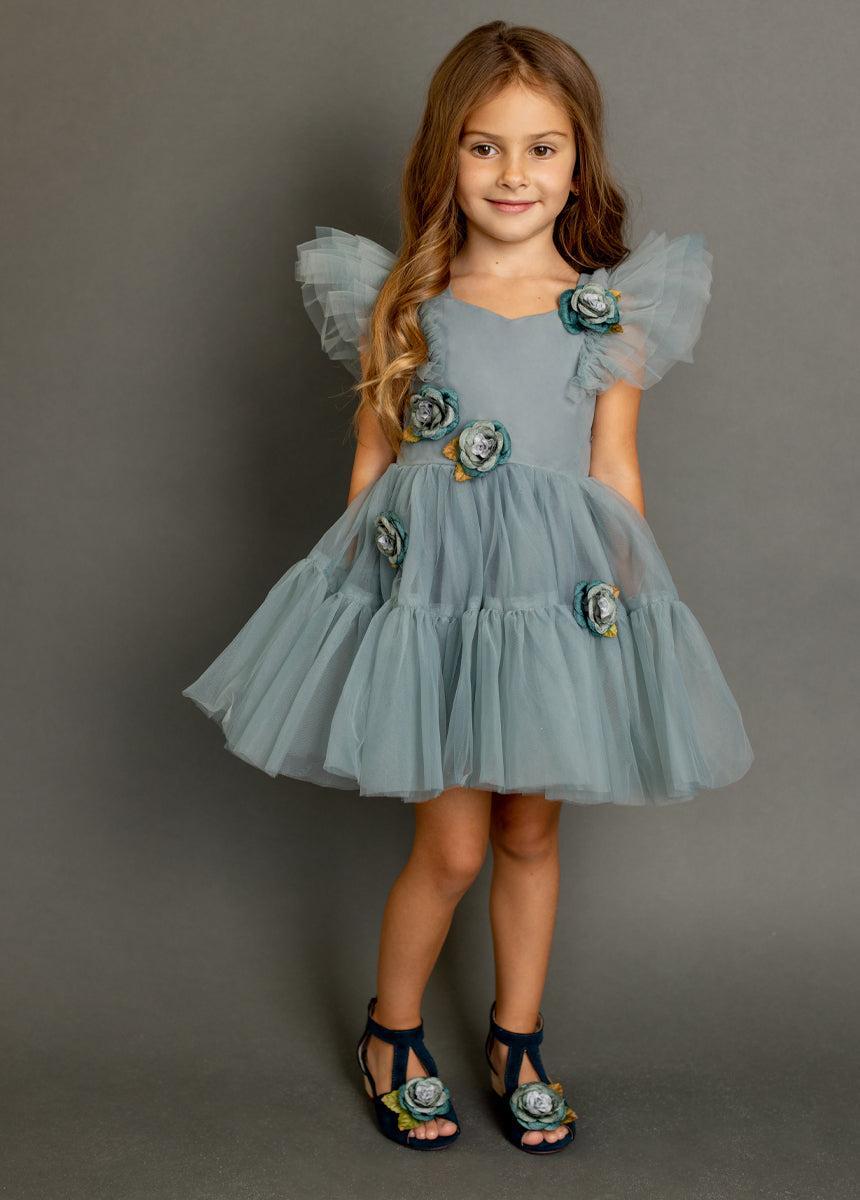 Elain Dress in Dusty Teal Girls Product Image