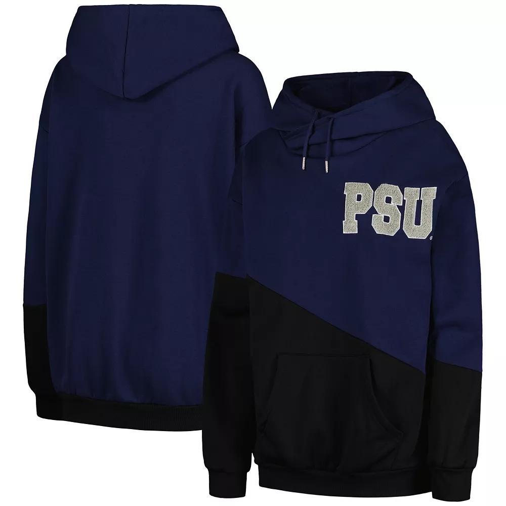 Women's Gameday Couture Navy/Black Penn State Nittany Lions Matchmaker Diagonal Cowl Pullover Hoodie, Size: Medium, Blue Product Image